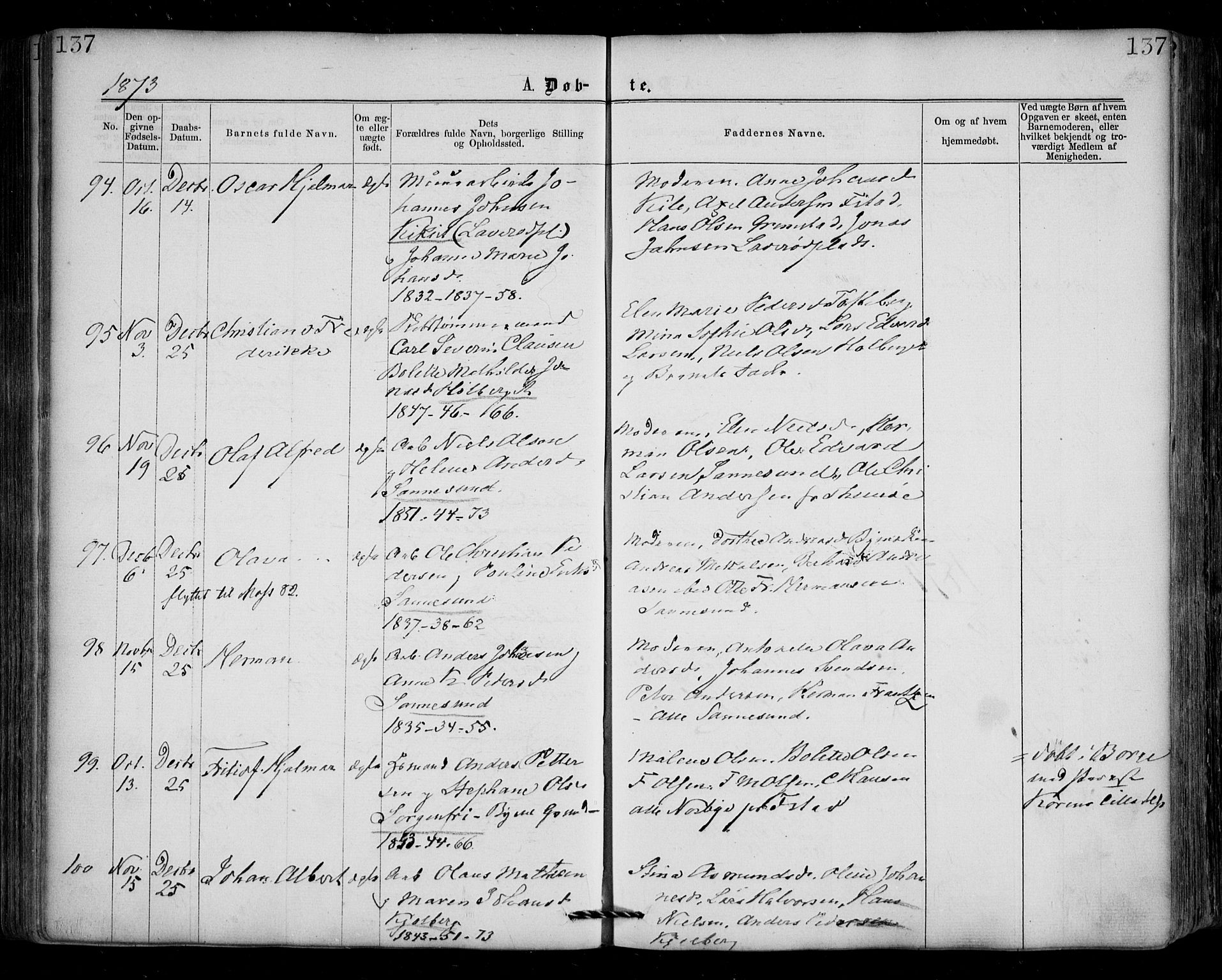 Borge prestekontor Kirkebøker, SAO/A-10903/F/Fa/L0006: Parish register (official) no. I 6, 1861-1874, p. 137