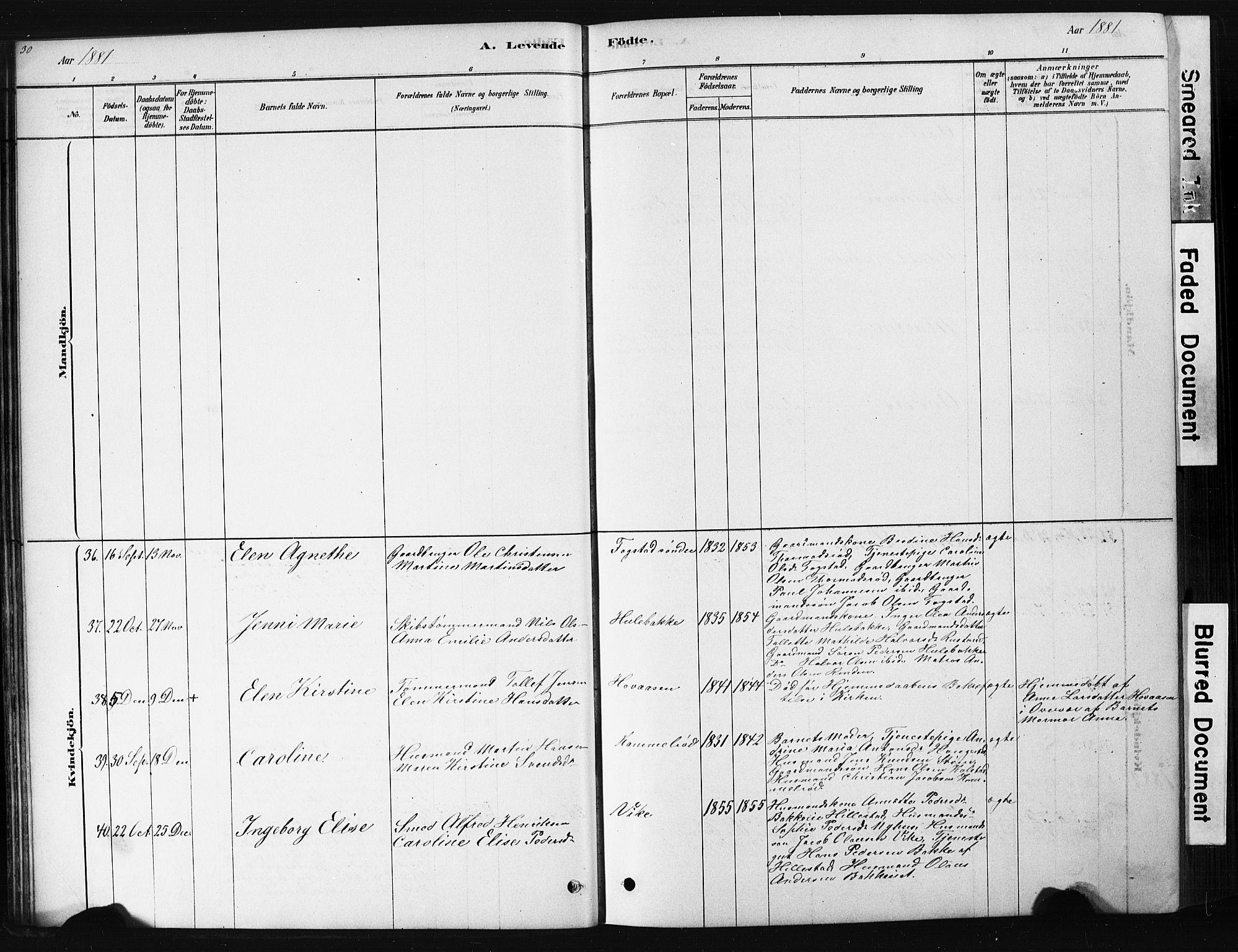 Hof kirkebøker, AV/SAKO-A-64/G/Ga/L0004: Parish register (copy) no. I 4, 1878-1930, p. 30