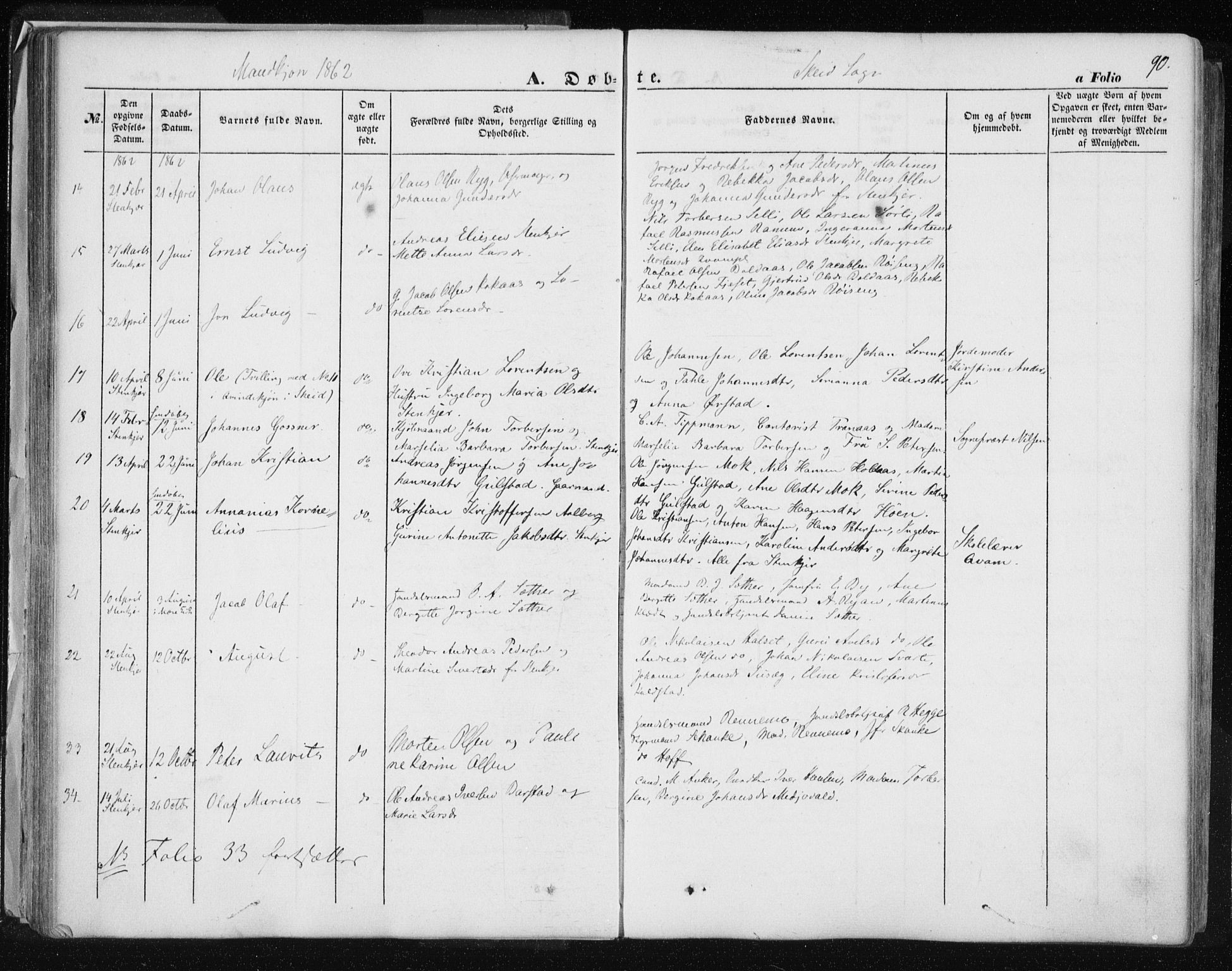 Ministerialprotokoller, klokkerbøker og fødselsregistre - Nord-Trøndelag, SAT/A-1458/735/L0342: Parish register (official) no. 735A07 /2, 1849-1862, p. 90
