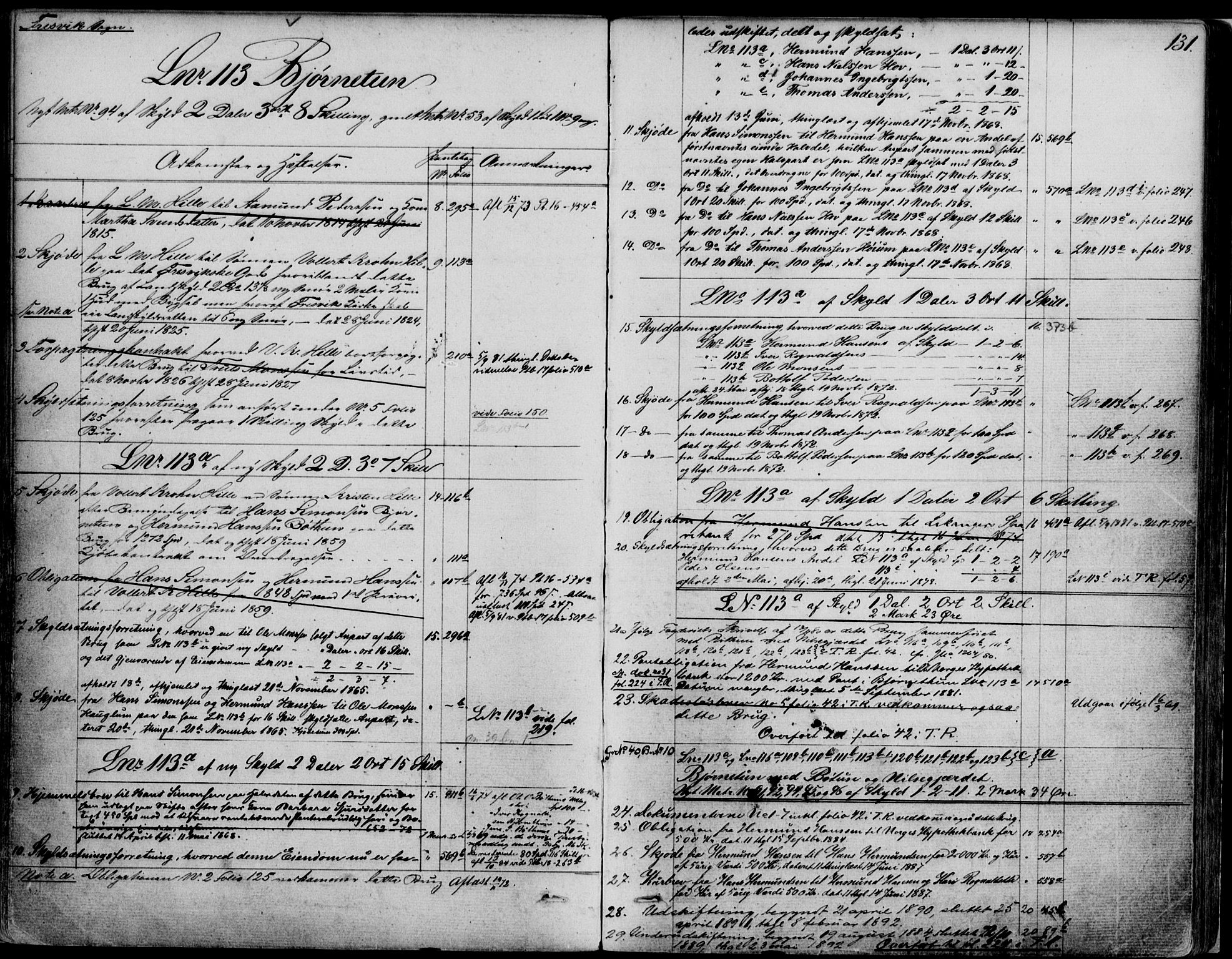 Ytre Sogn tingrett, SAB/A-2601/1/G/Gaa/L0007: Mortgage register no. II.A.a.7, 1800-1900, p. 131