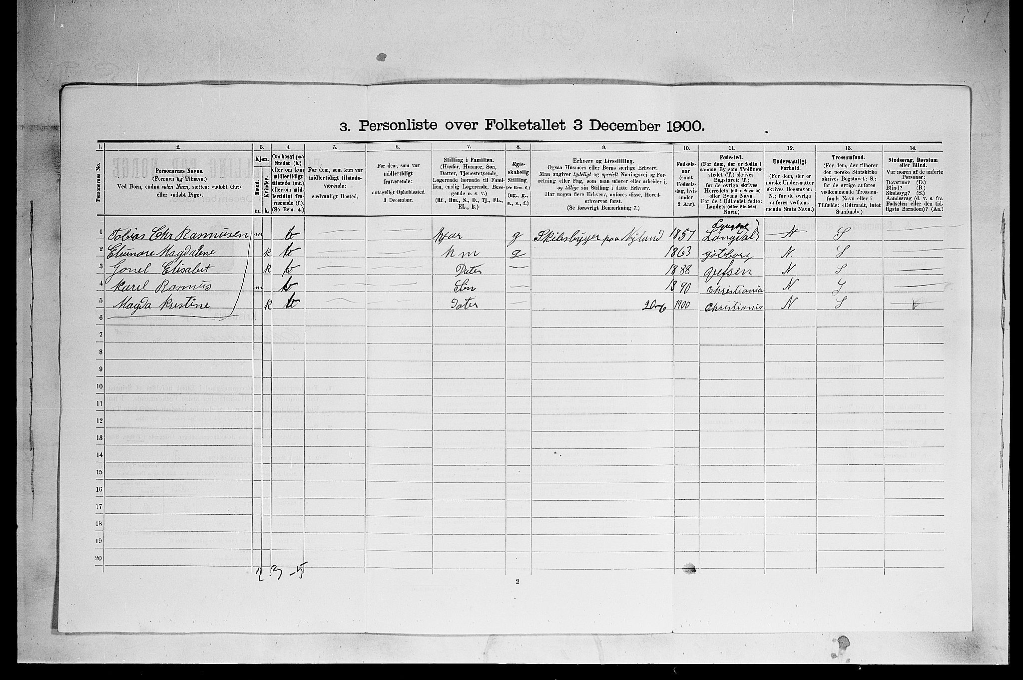 SAO, 1900 census for Kristiania, 1900, p. 18731