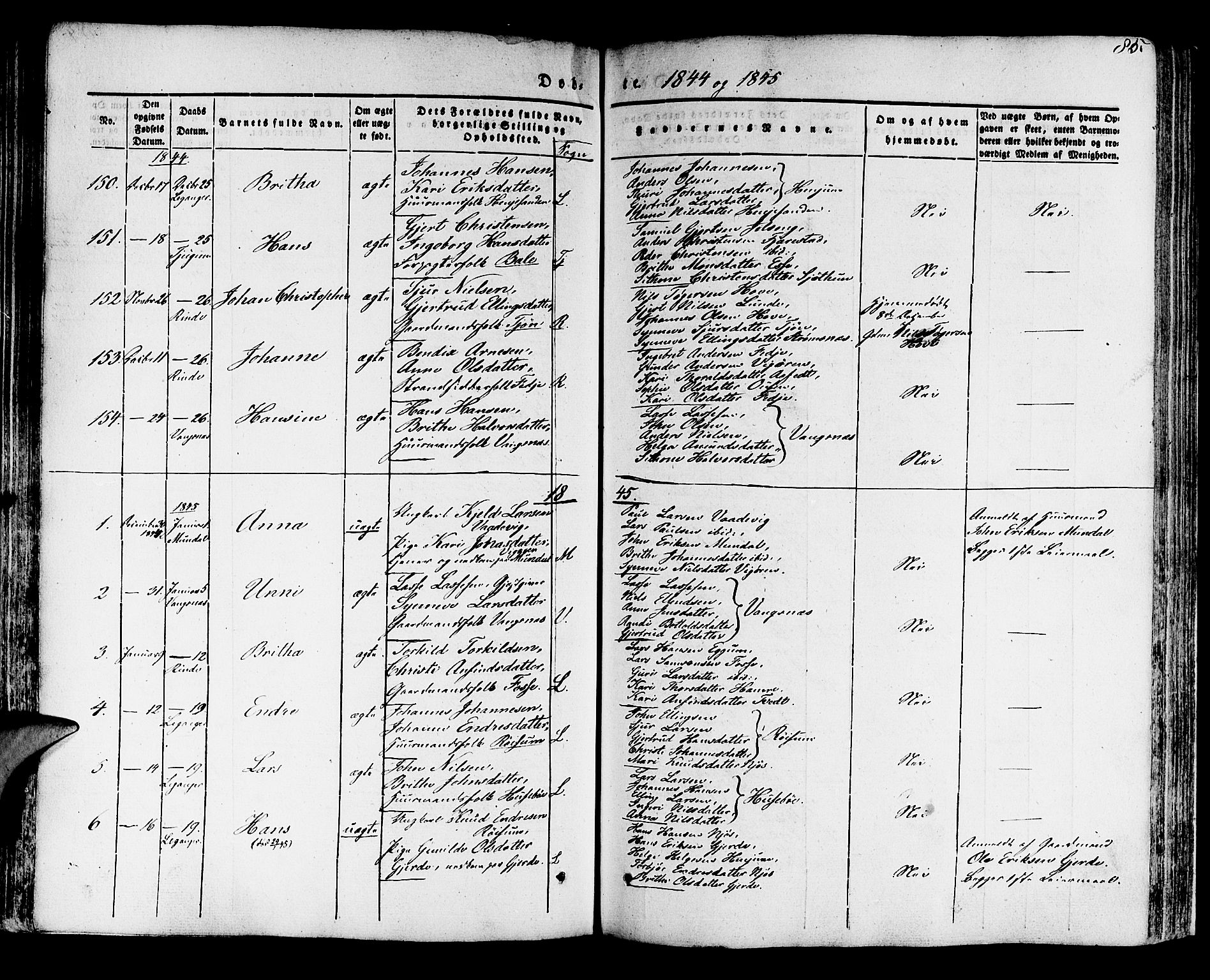 Leikanger sokneprestembete, AV/SAB-A-81001/H/Haa/Haaa/L0007: Parish register (official) no. A 7, 1838-1851, p. 85