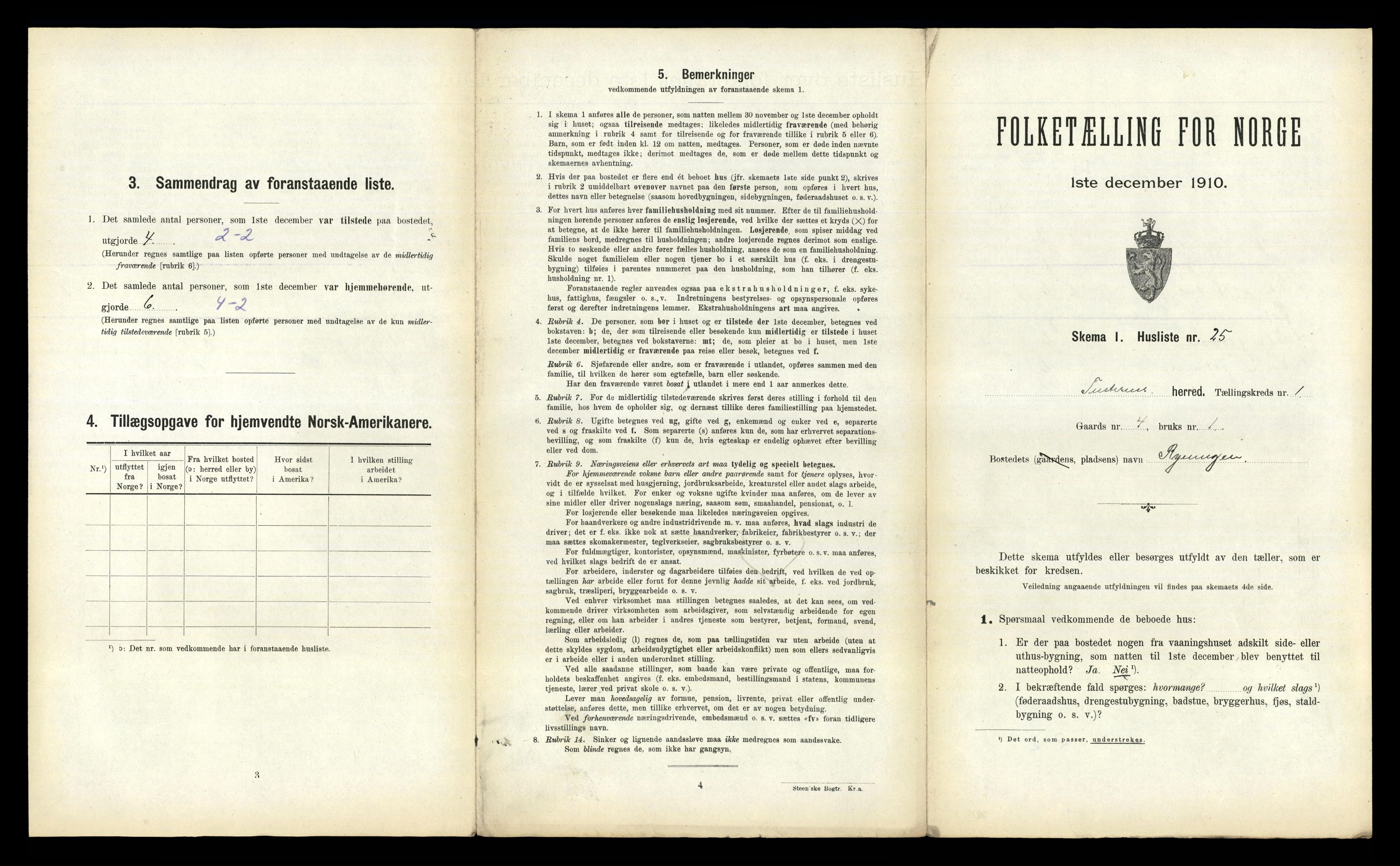 RA, 1910 census for Tustna, 1910, p. 80