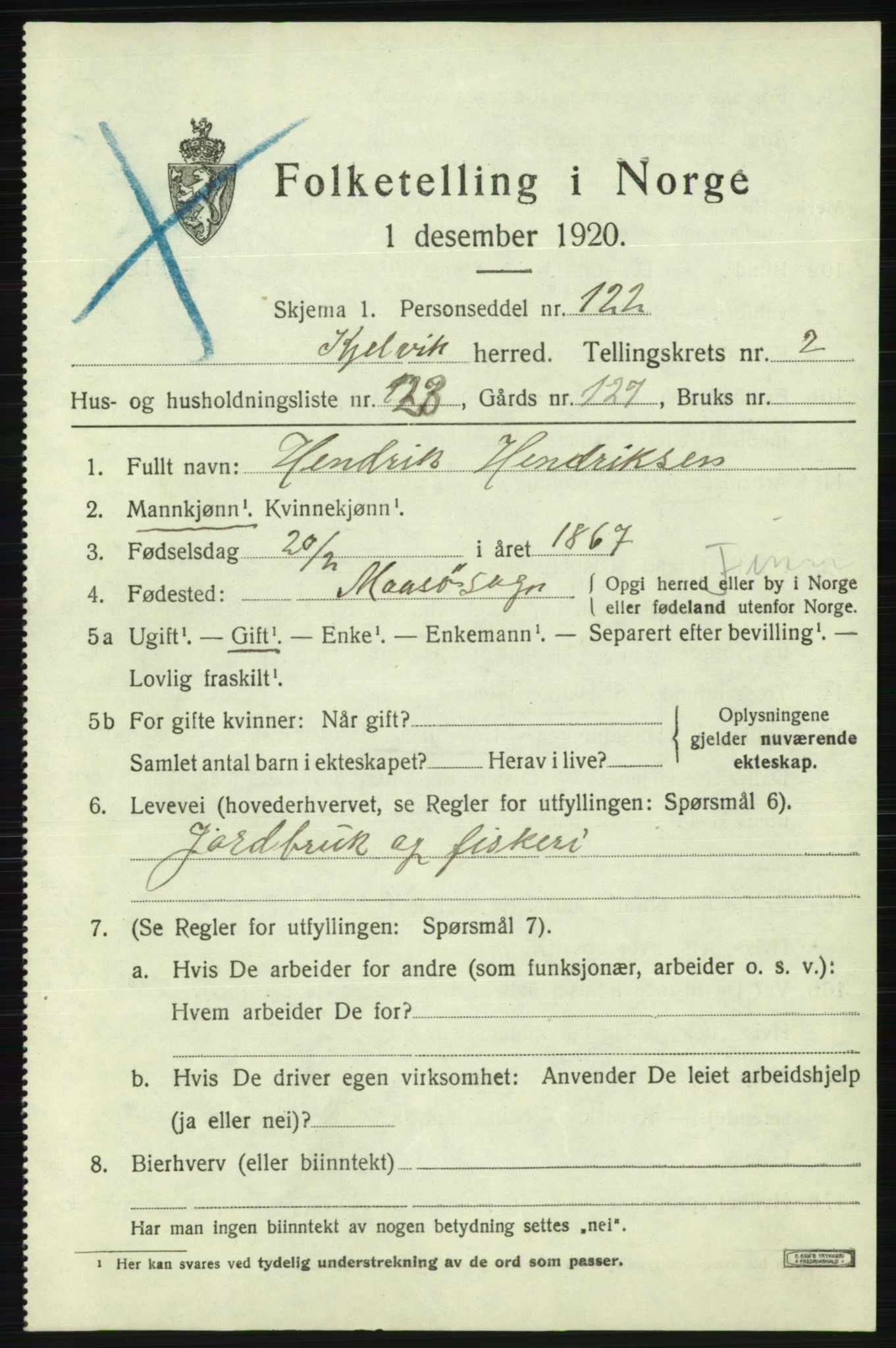 SATØ, 1920 census for Kjelvik, 1920, p. 1629