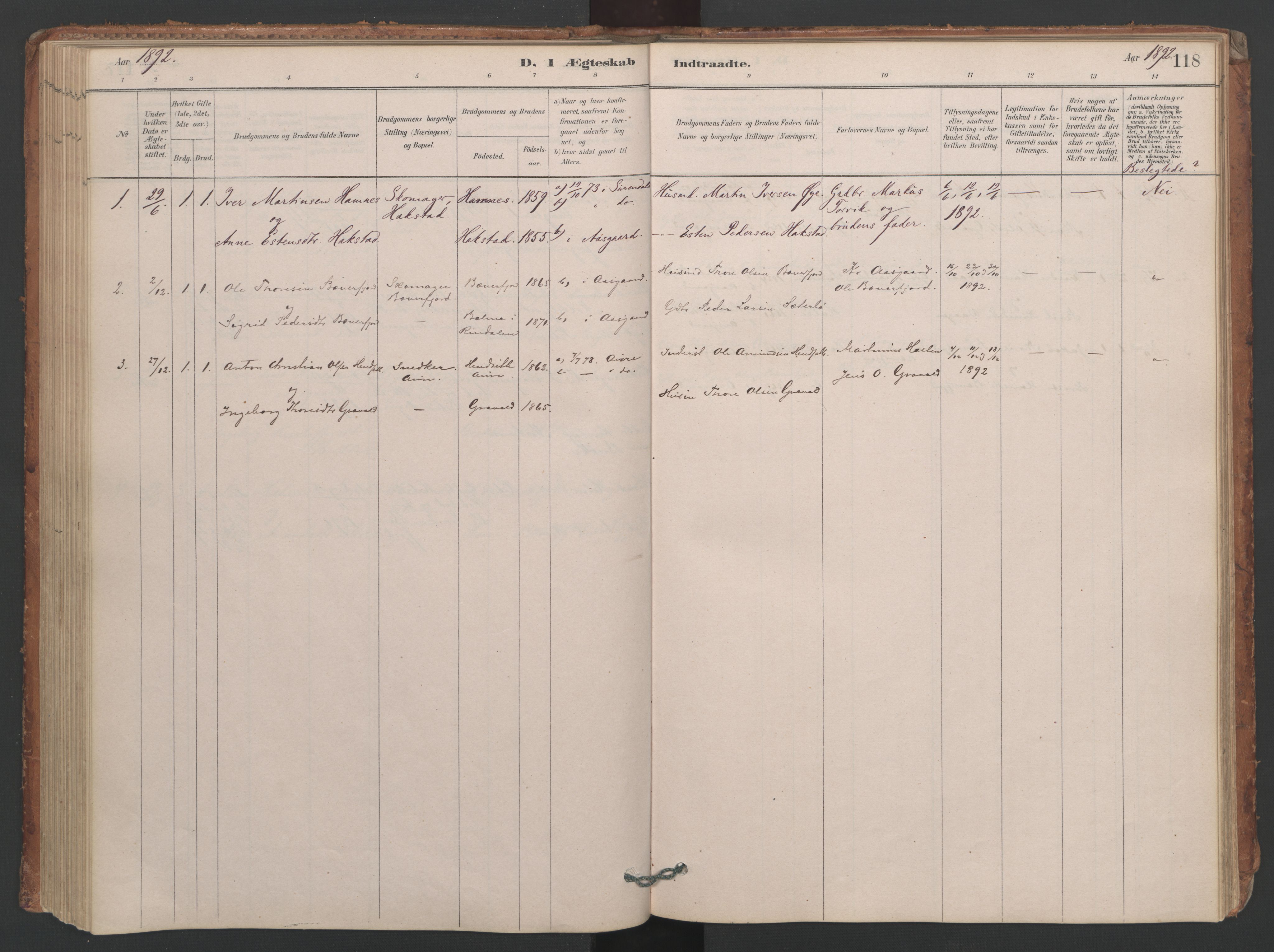 Ministerialprotokoller, klokkerbøker og fødselsregistre - Møre og Romsdal, AV/SAT-A-1454/594/L1036: Parish register (official) no. 594A02 (?), 1879-1910, p. 118