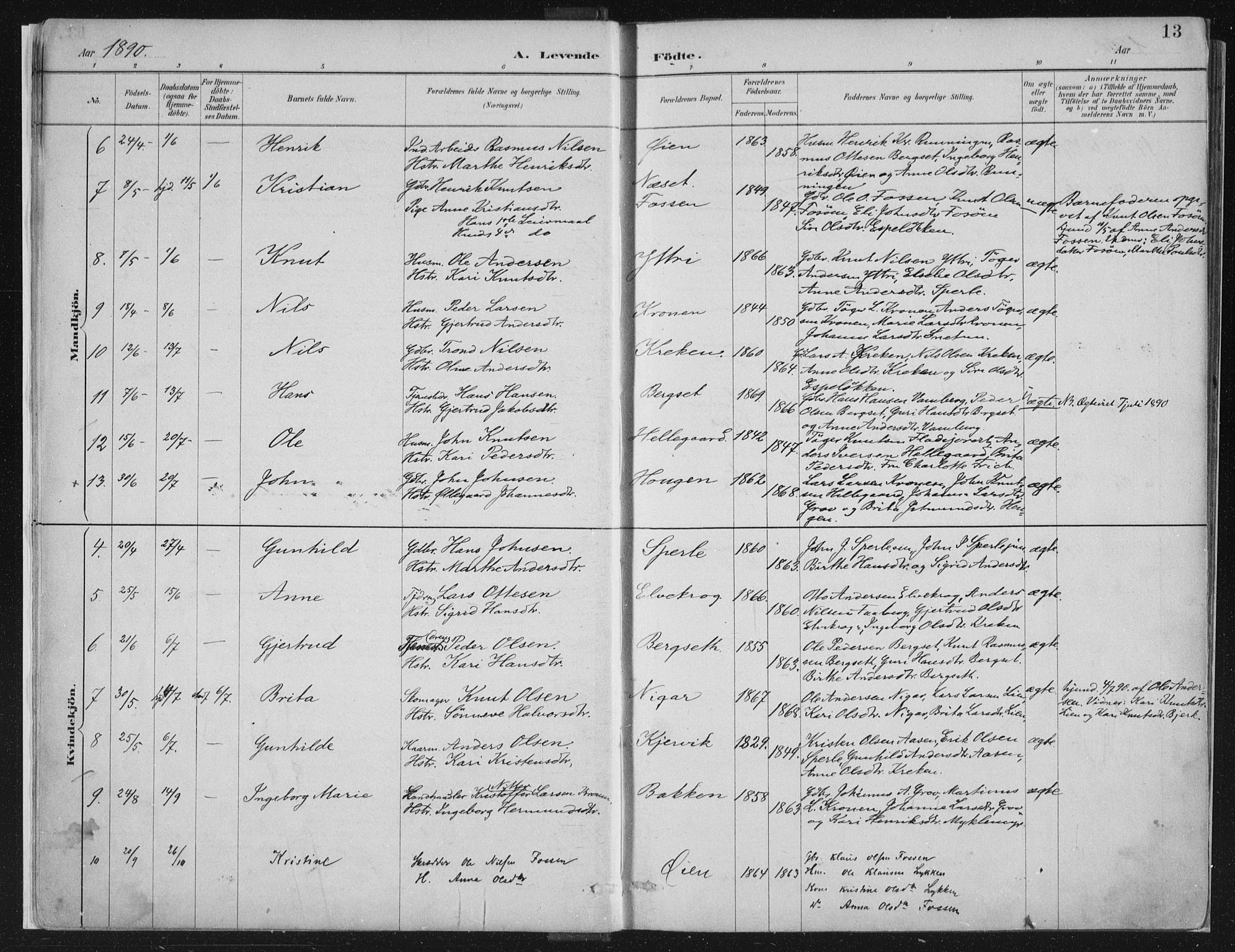 Jostedal sokneprestembete, SAB/A-80601/H/Haa/Haab/L0001: Parish register (official) no. B 1, 1887-1914, p. 13
