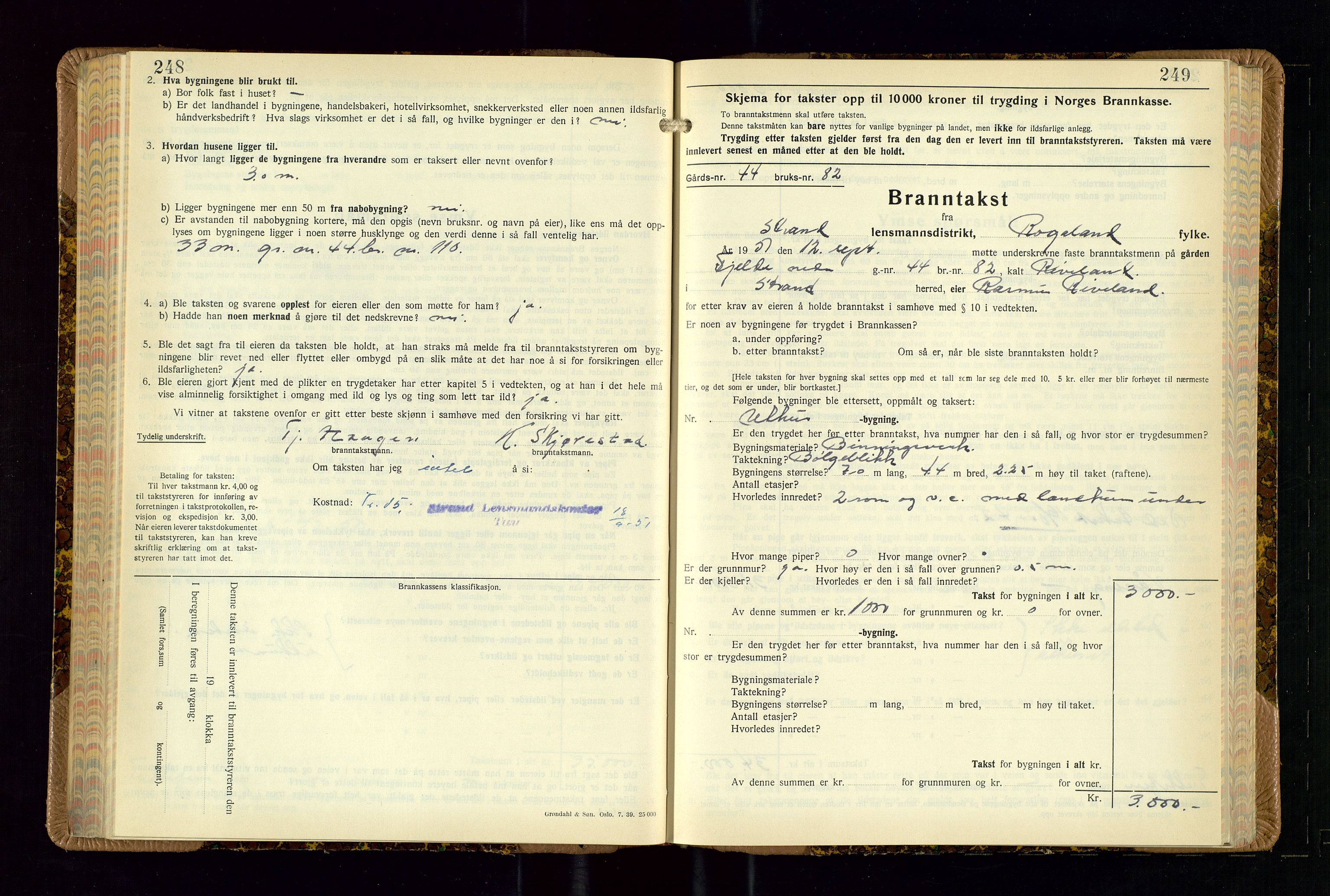 Strand og Forsand lensmannskontor, AV/SAST-A-100451/Gob/L0002: Branntakstprotokoll, 1942-1953, p. 248-249