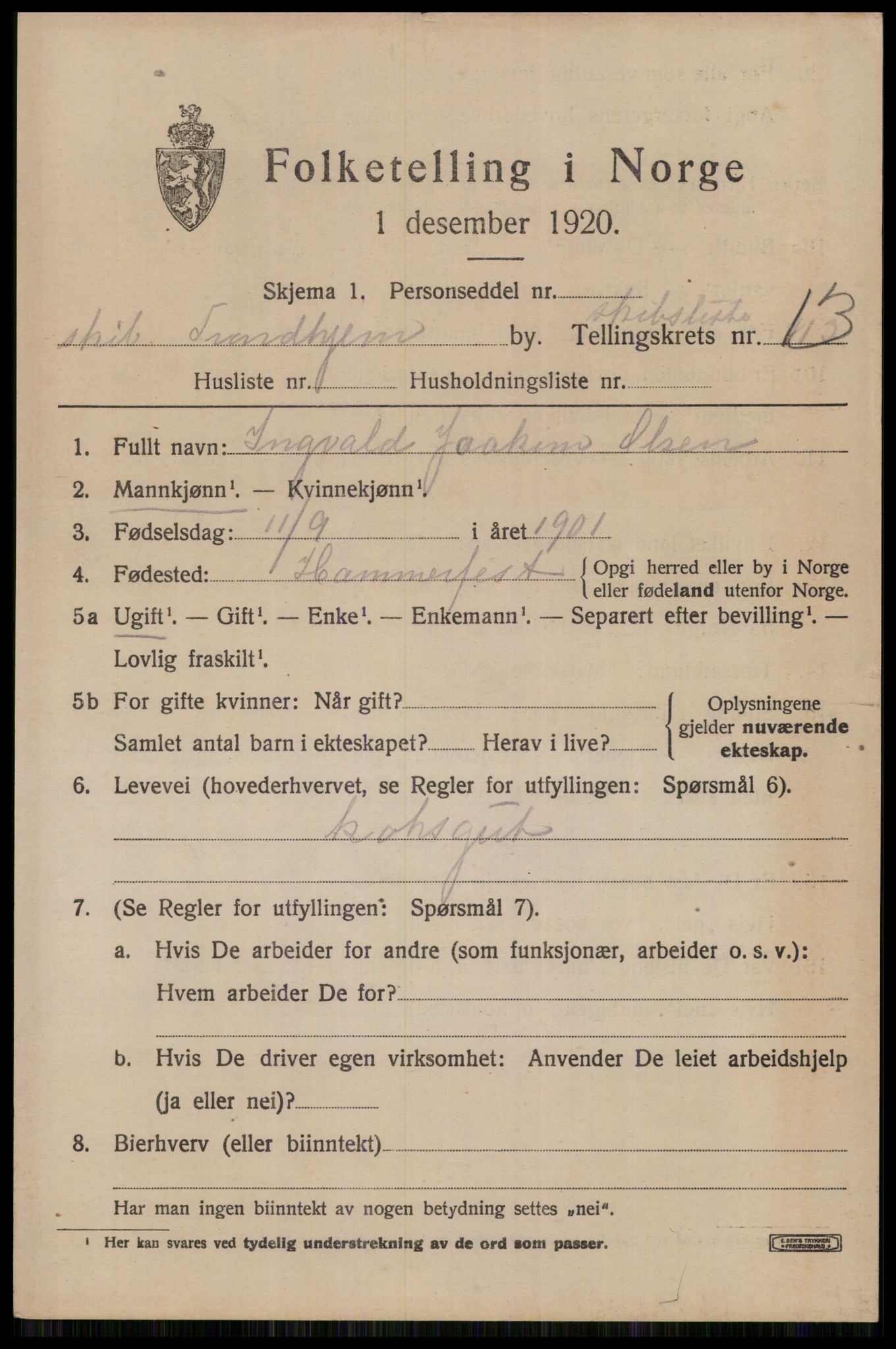 RA, 1920 census: Additional forms, 1920, p. 4131