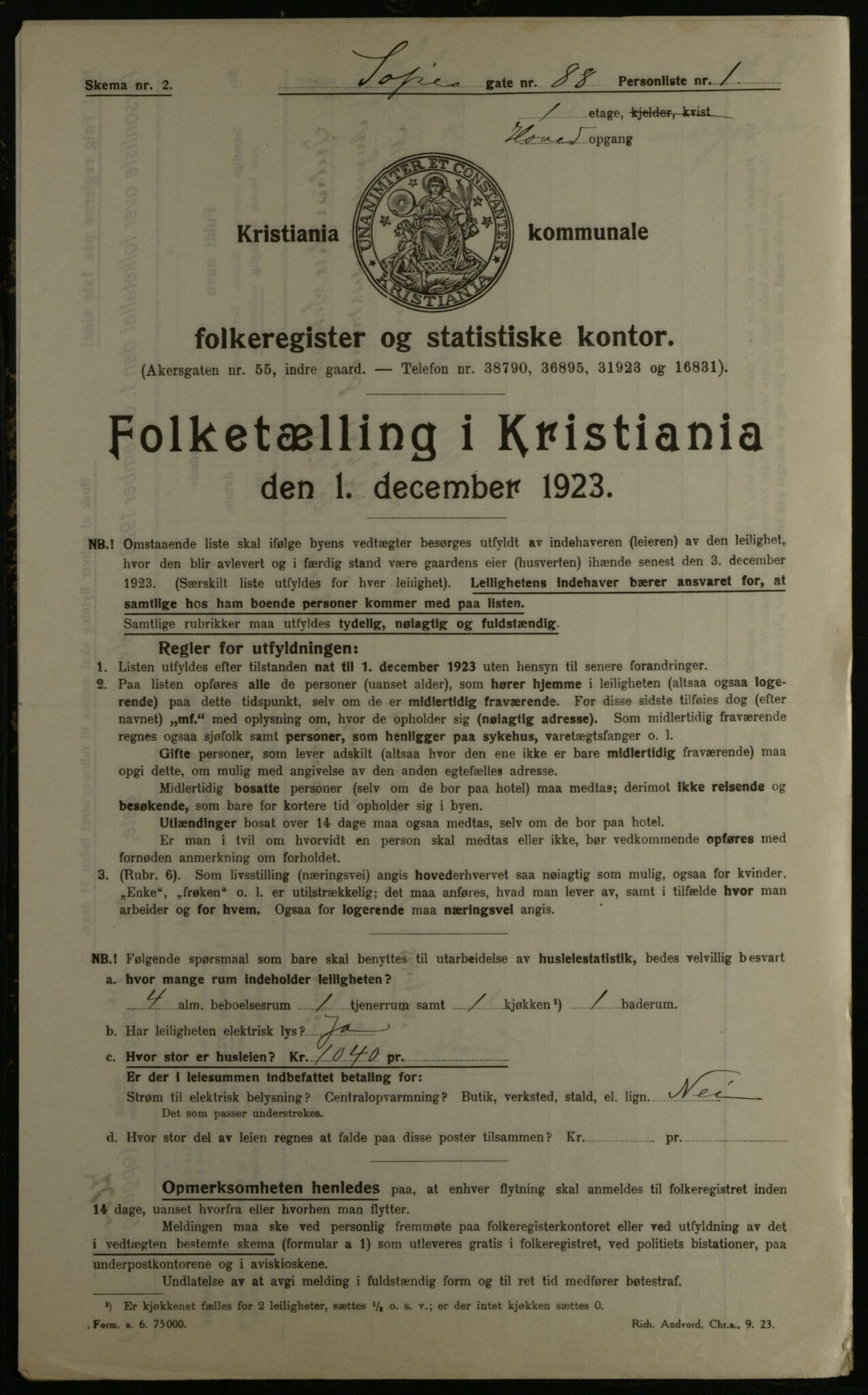 OBA, Municipal Census 1923 for Kristiania, 1923, p. 109462