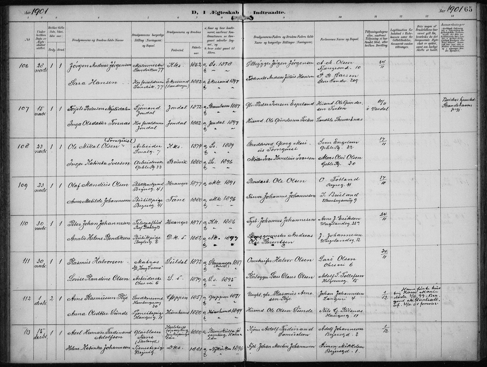 Sandviken Sokneprestembete, AV/SAB-A-77601/H/Ha/L0014: Parish register (official) no. D 1, 1896-1911, p. 65