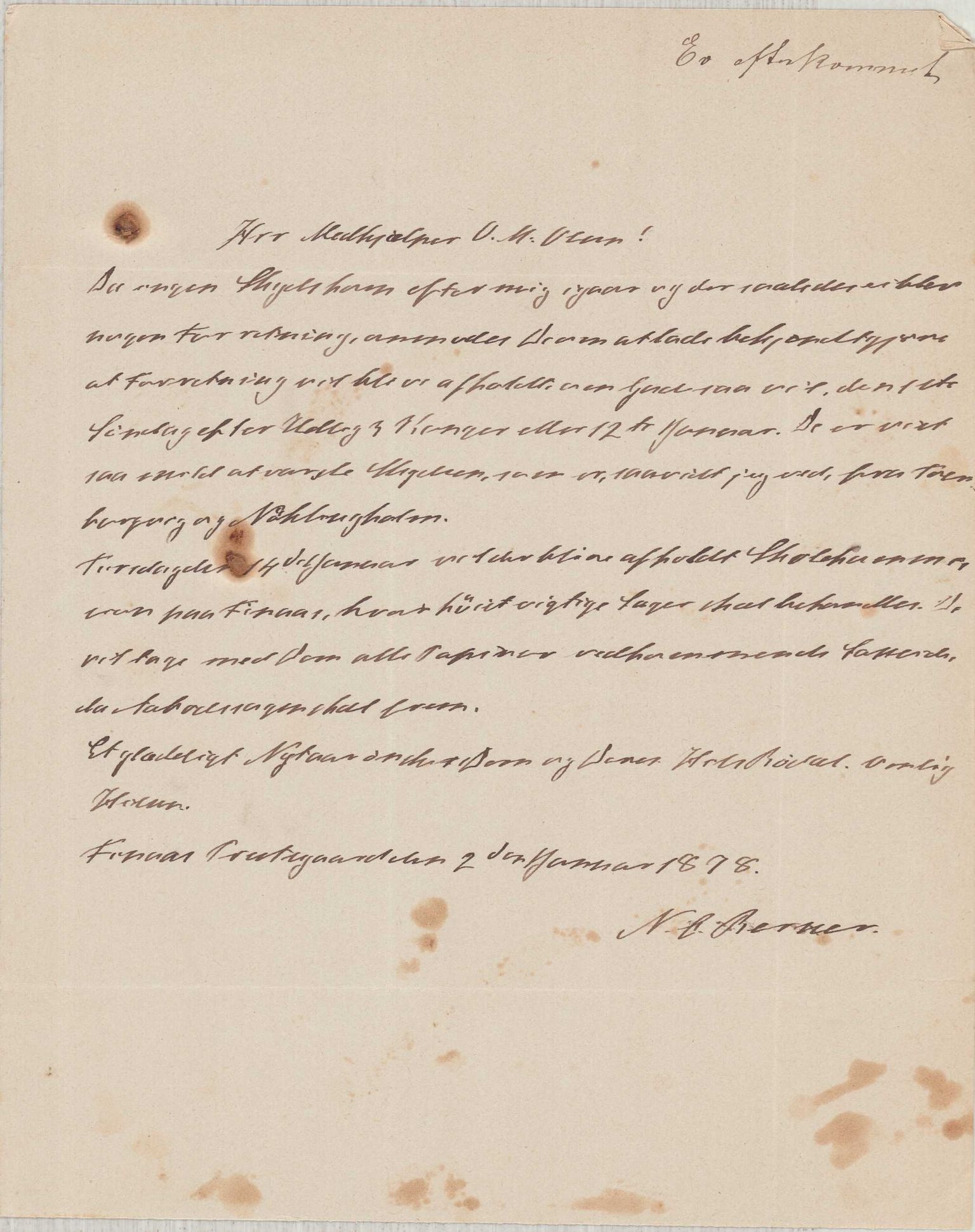 Finnaas kommune. Formannskapet, IKAH/1218a-021/D/Da/L0001/0002: Korrespondanse / saker / Kronologisk ordna korrespodanse, 1876-1879, p. 58