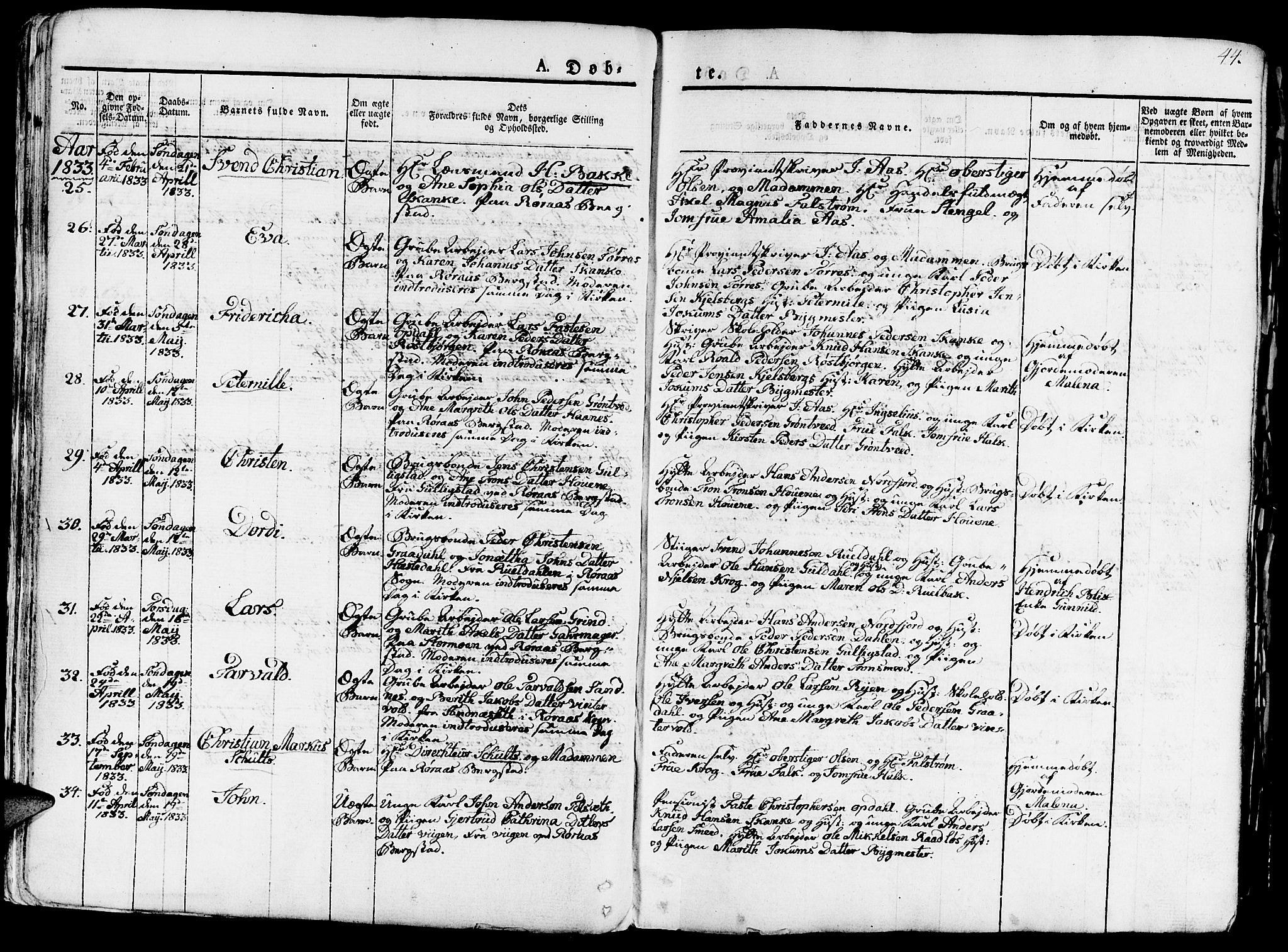 Ministerialprotokoller, klokkerbøker og fødselsregistre - Sør-Trøndelag, AV/SAT-A-1456/681/L0938: Parish register (copy) no. 681C02, 1829-1879, p. 44