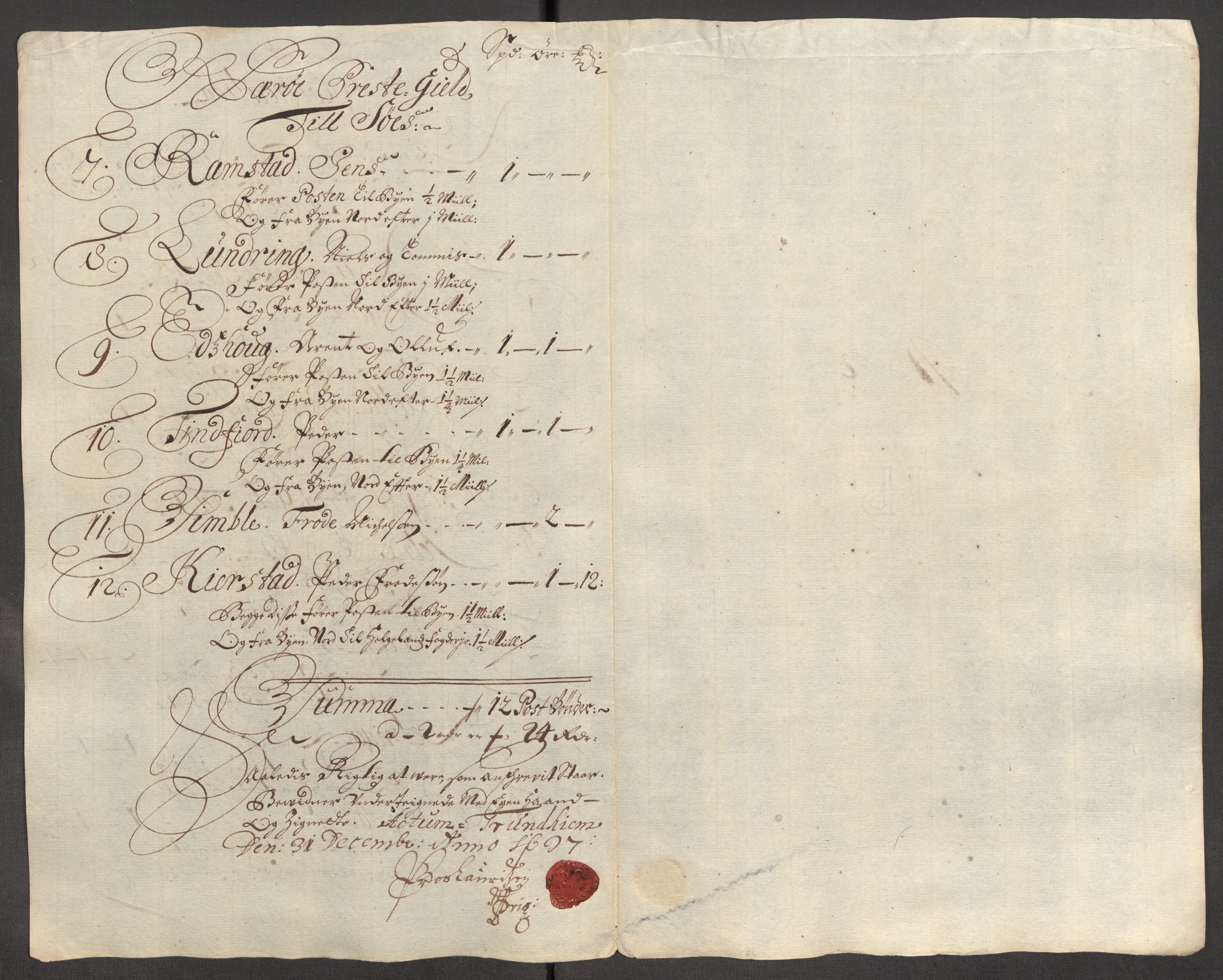 Rentekammeret inntil 1814, Reviderte regnskaper, Fogderegnskap, RA/EA-4092/R64/L4425: Fogderegnskap Namdal, 1696-1698, p. 258