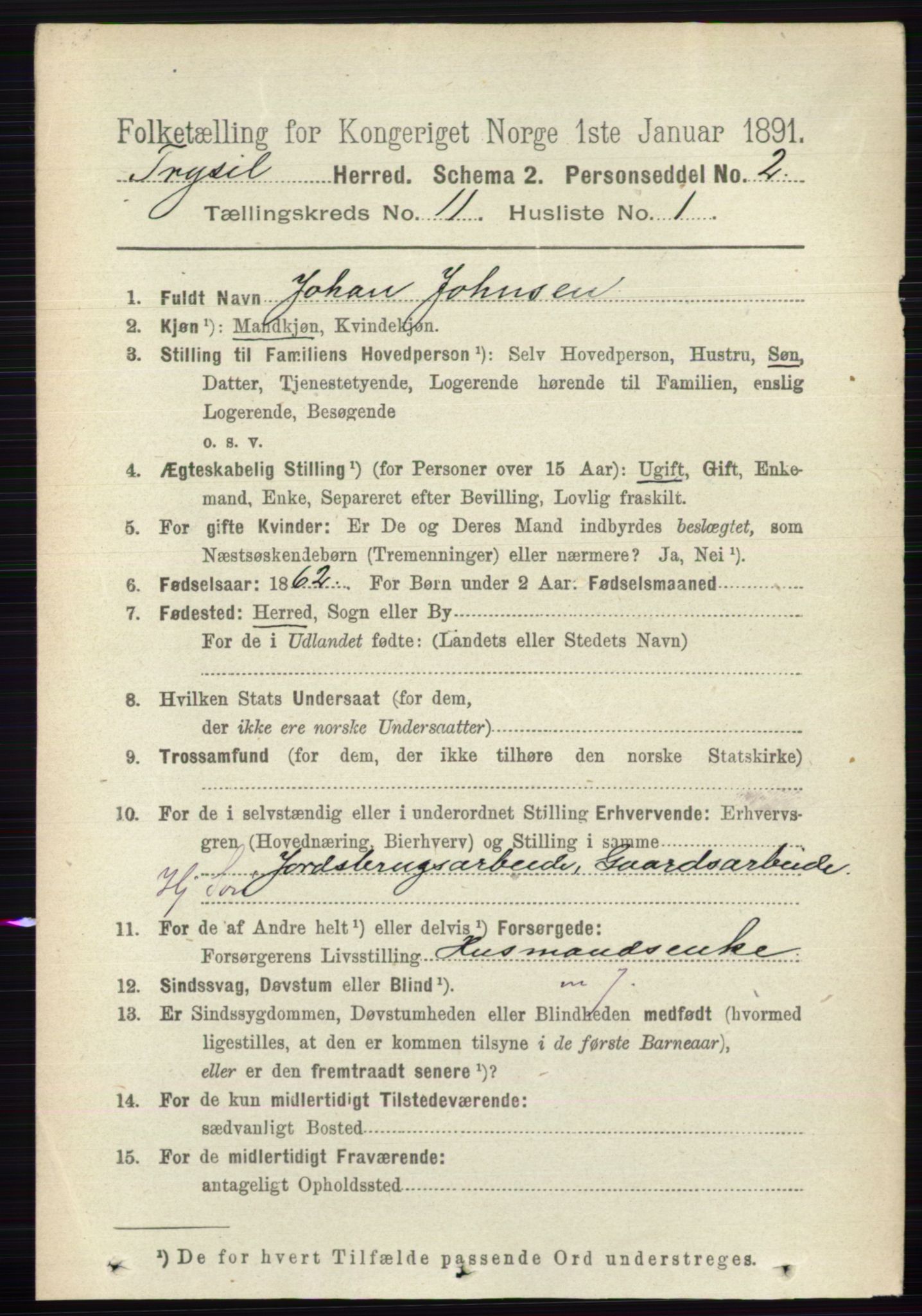 RA, 1891 census for 0428 Trysil, 1891, p. 5518