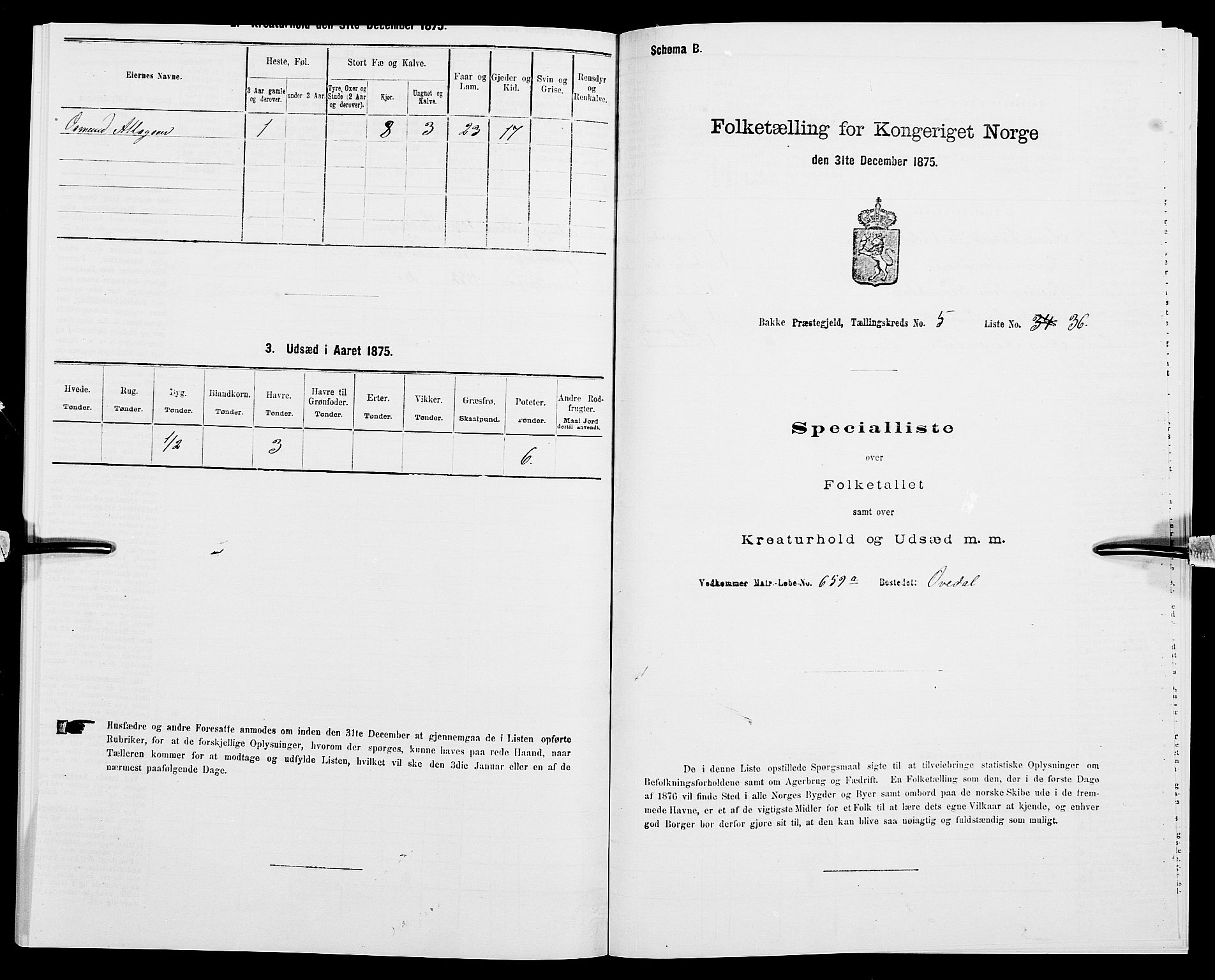 SAK, 1875 census for 1045P Bakke, 1875, p. 557