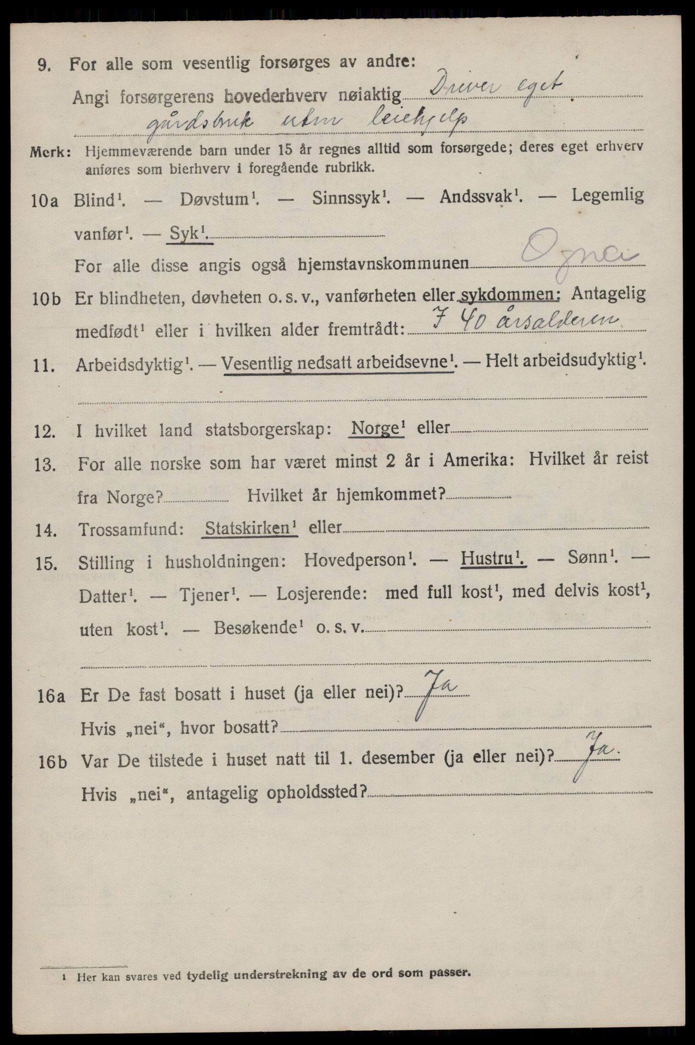 SAST, 1920 census for Ogna, 1920, p. 1884