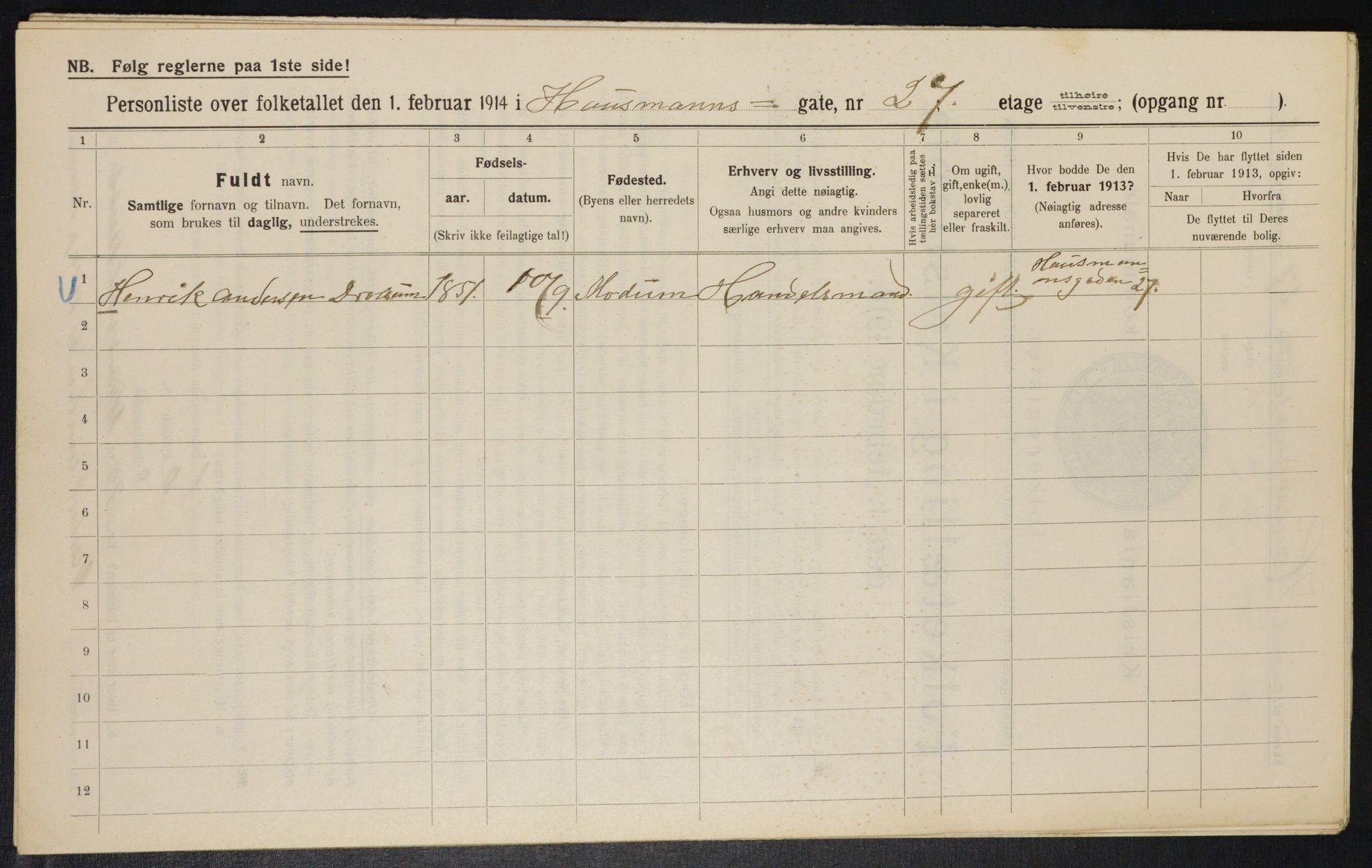 OBA, Municipal Census 1914 for Kristiania, 1914, p. 35260