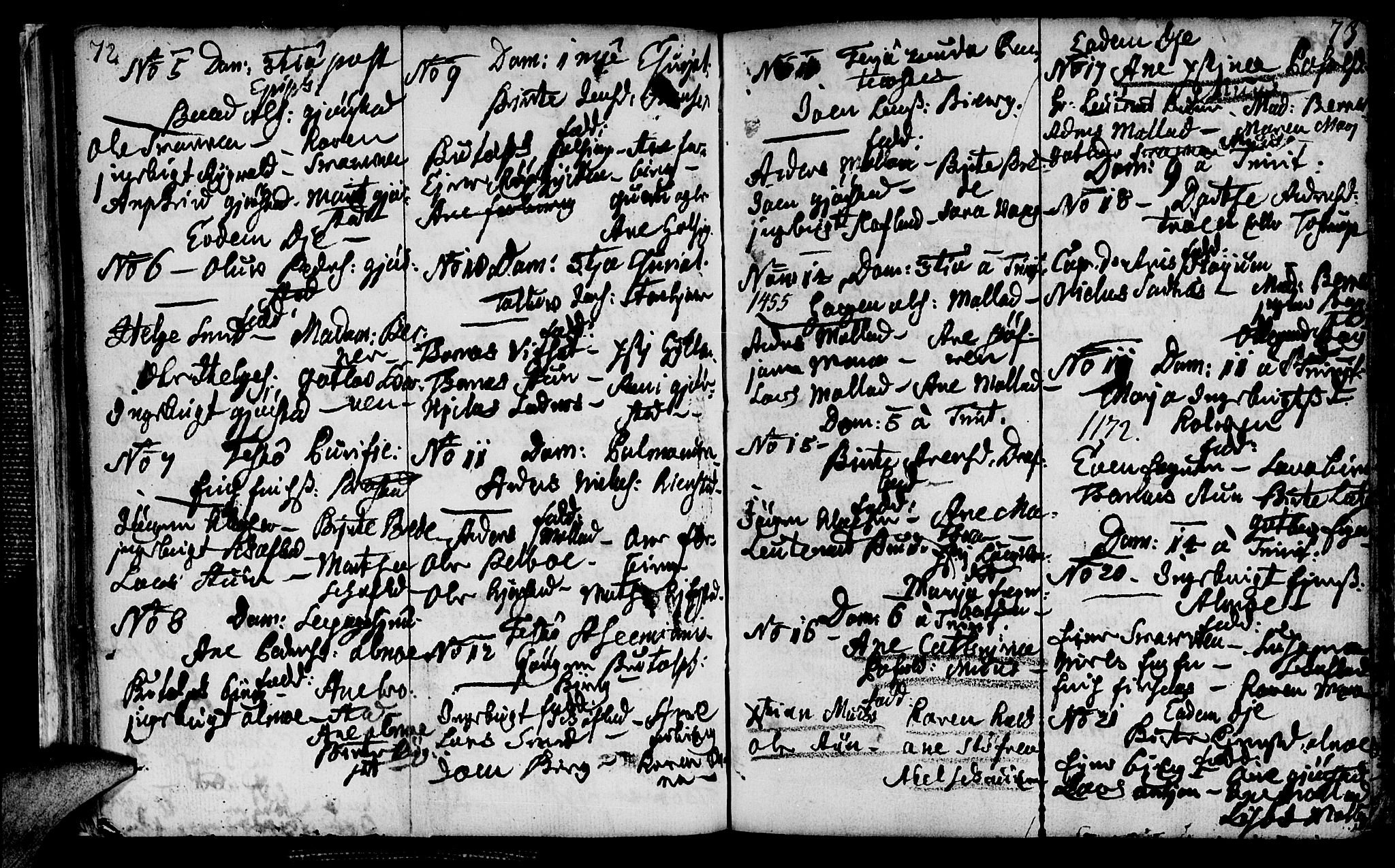 Ministerialprotokoller, klokkerbøker og fødselsregistre - Nord-Trøndelag, AV/SAT-A-1458/749/L0467: Parish register (official) no. 749A01, 1733-1787, p. 72-73
