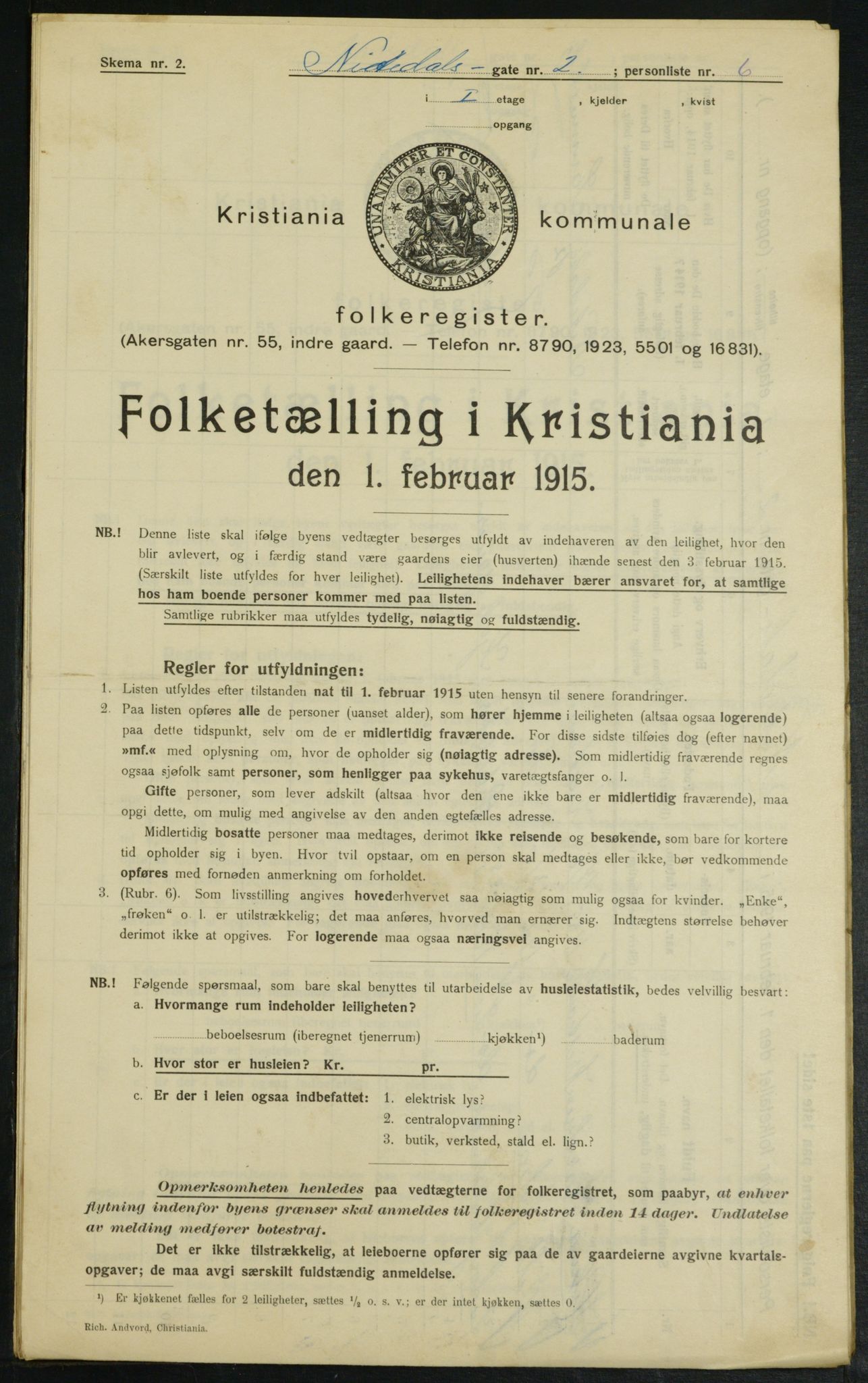 OBA, Municipal Census 1915 for Kristiania, 1915, p. 70658