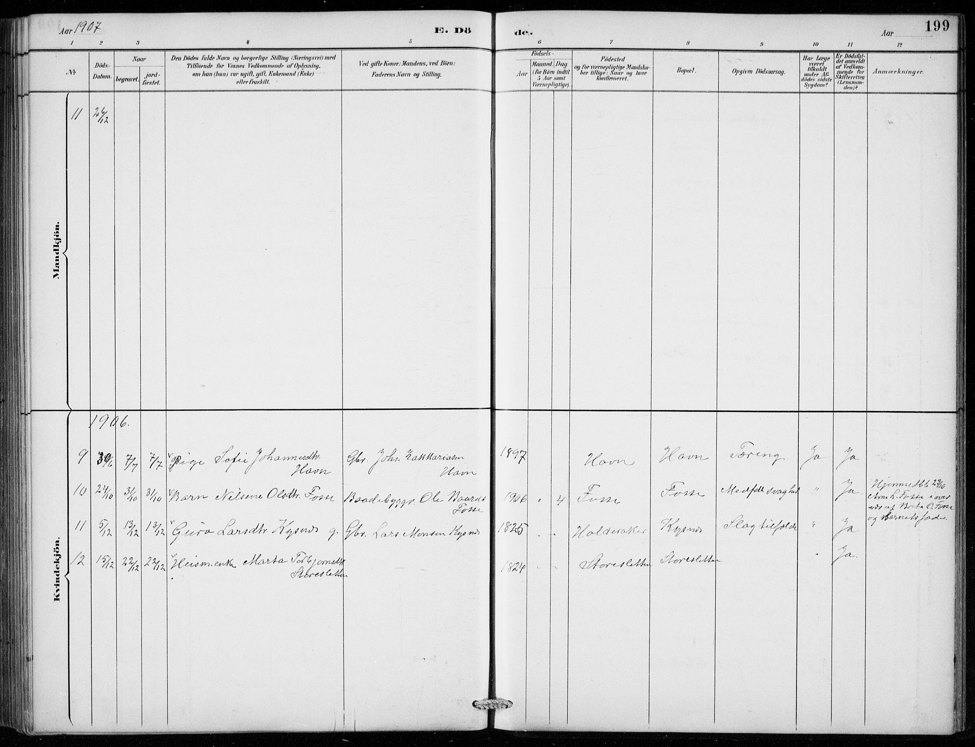 Strandebarm sokneprestembete, AV/SAB-A-78401/H/Hab: Parish register (copy) no. B  1, 1891-1914, p. 199