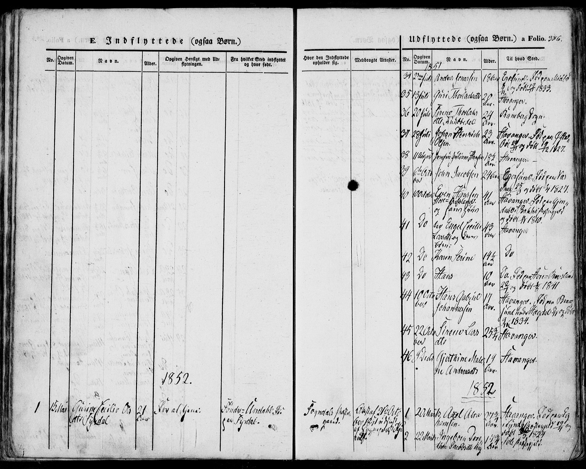 Sokndal sokneprestkontor, SAST/A-101808: Parish register (official) no. A 8.2, 1842-1857, p. 386