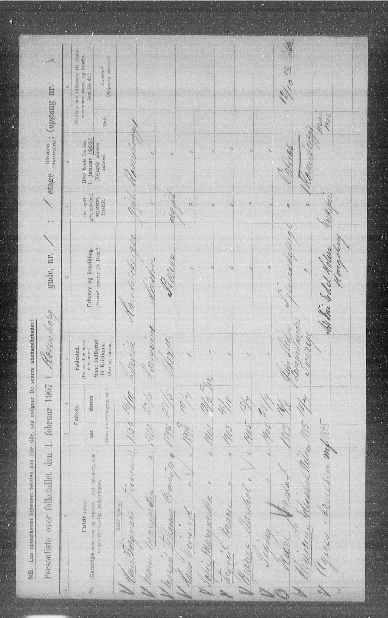 OBA, Municipal Census 1907 for Kristiania, 1907, p. 42537