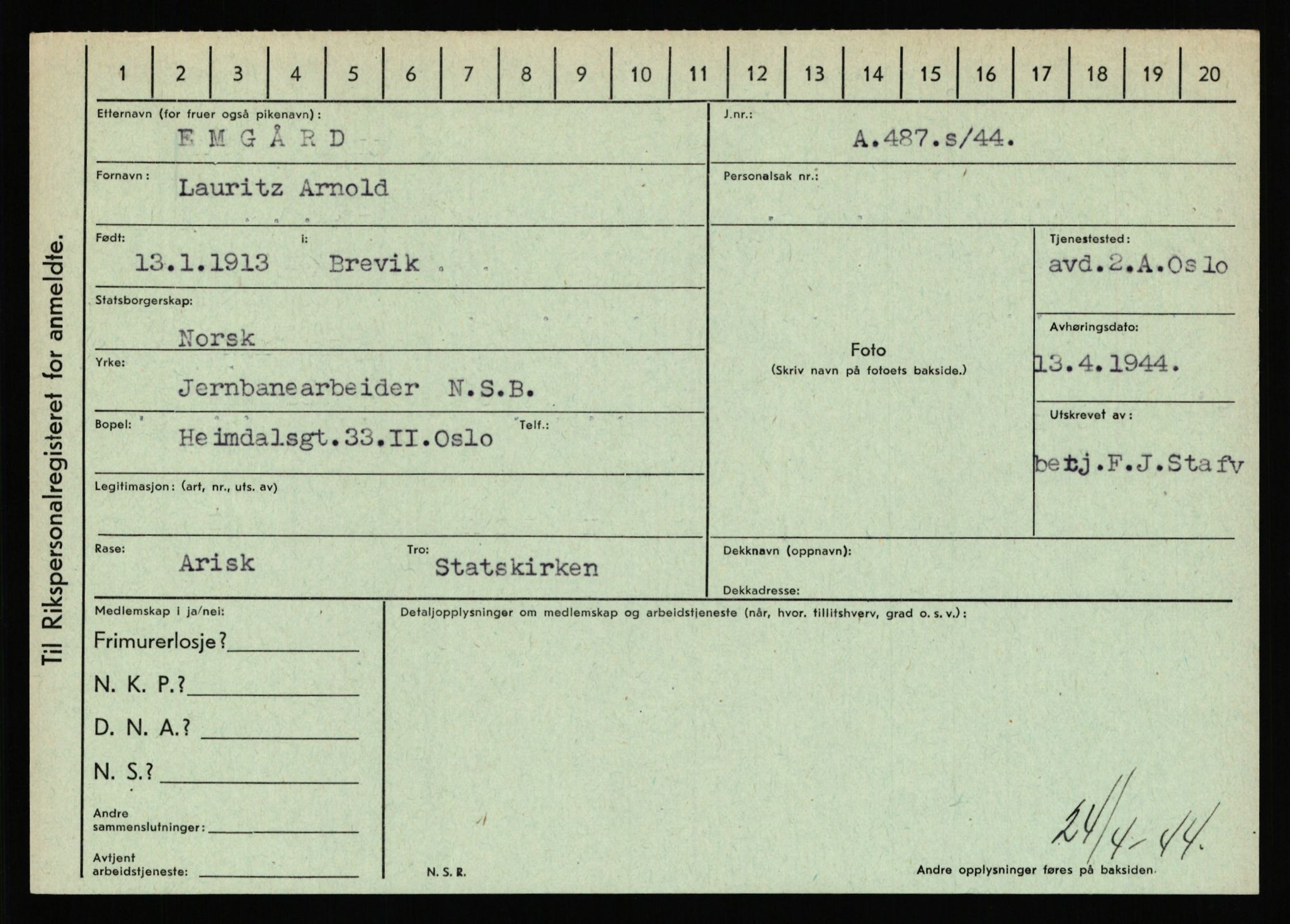 Statspolitiet - Hovedkontoret / Osloavdelingen, AV/RA-S-1329/C/Ca/L0004: Eid - funn av gjenstander	, 1943-1945, p. 845