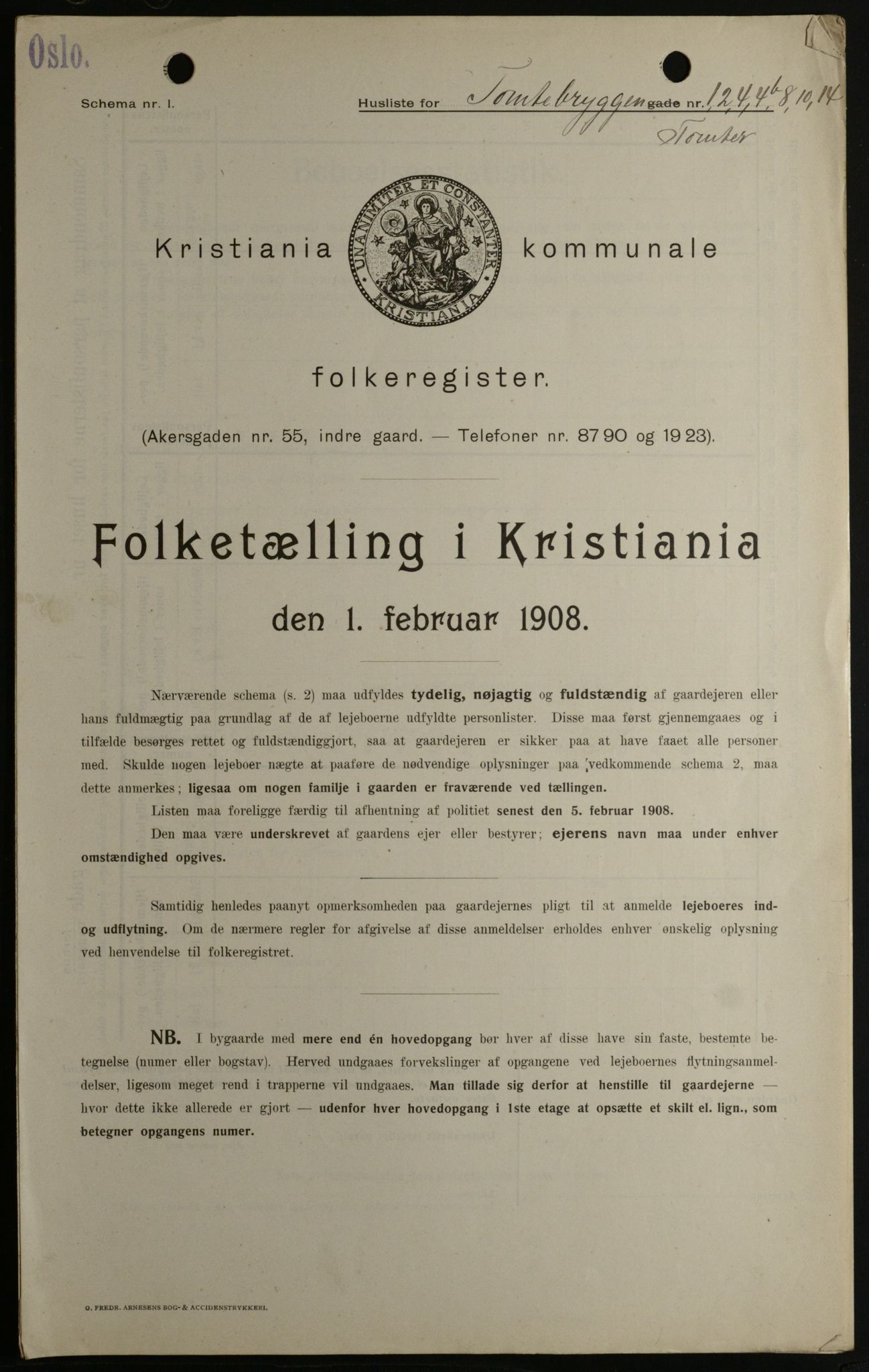 OBA, Municipal Census 1908 for Kristiania, 1908, p. 101990