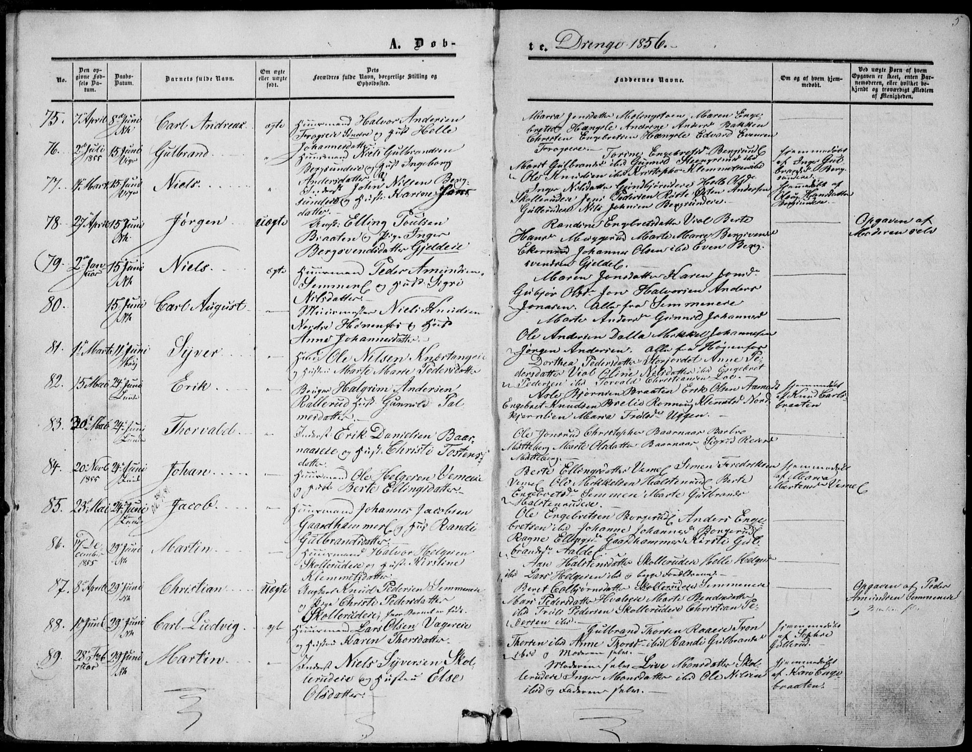 Norderhov kirkebøker, AV/SAKO-A-237/F/Fa/L0012: Parish register (official) no. 12, 1856-1865, p. 5