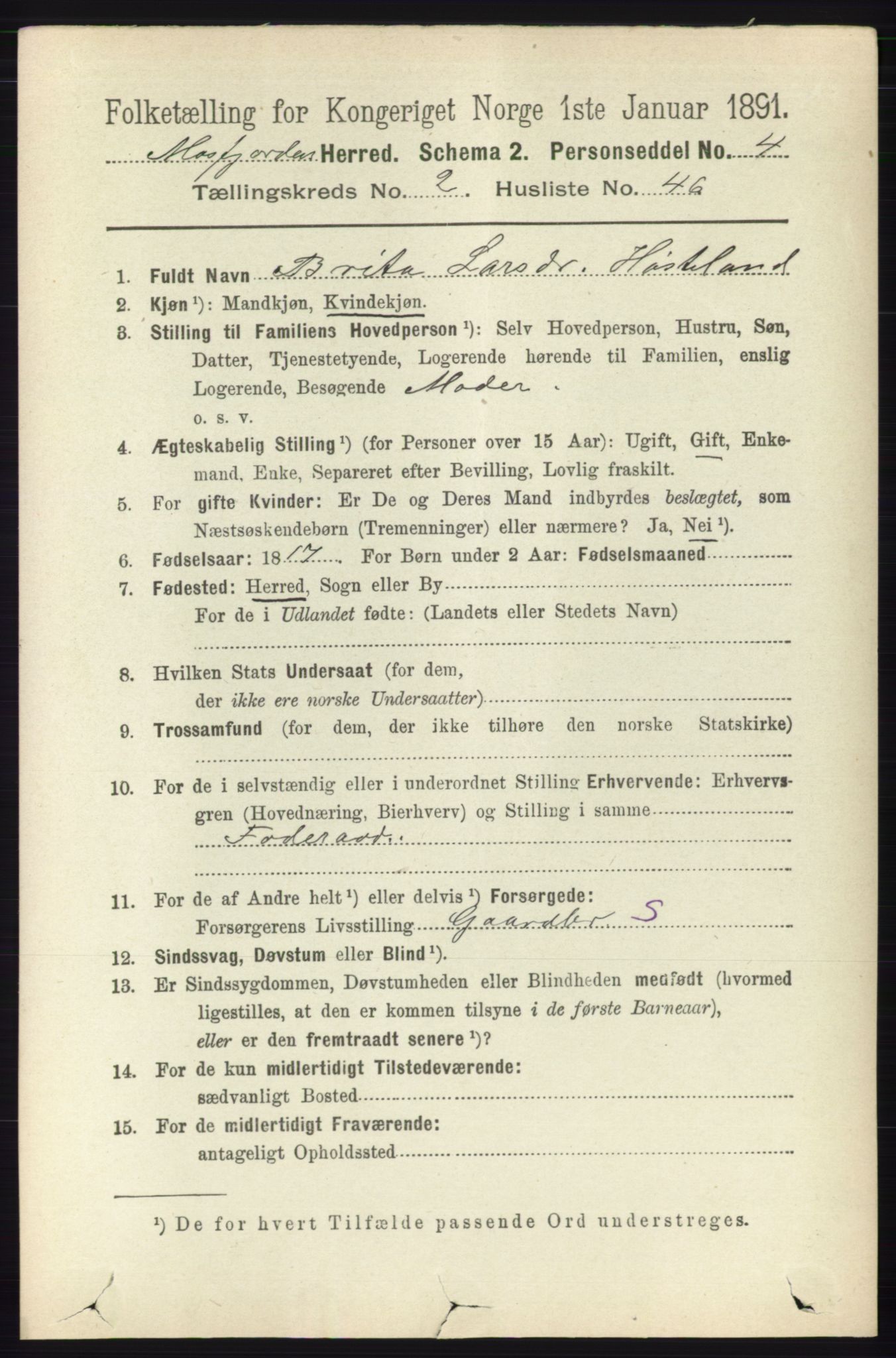 RA, 1891 census for 1266 Masfjorden, 1891, p. 482