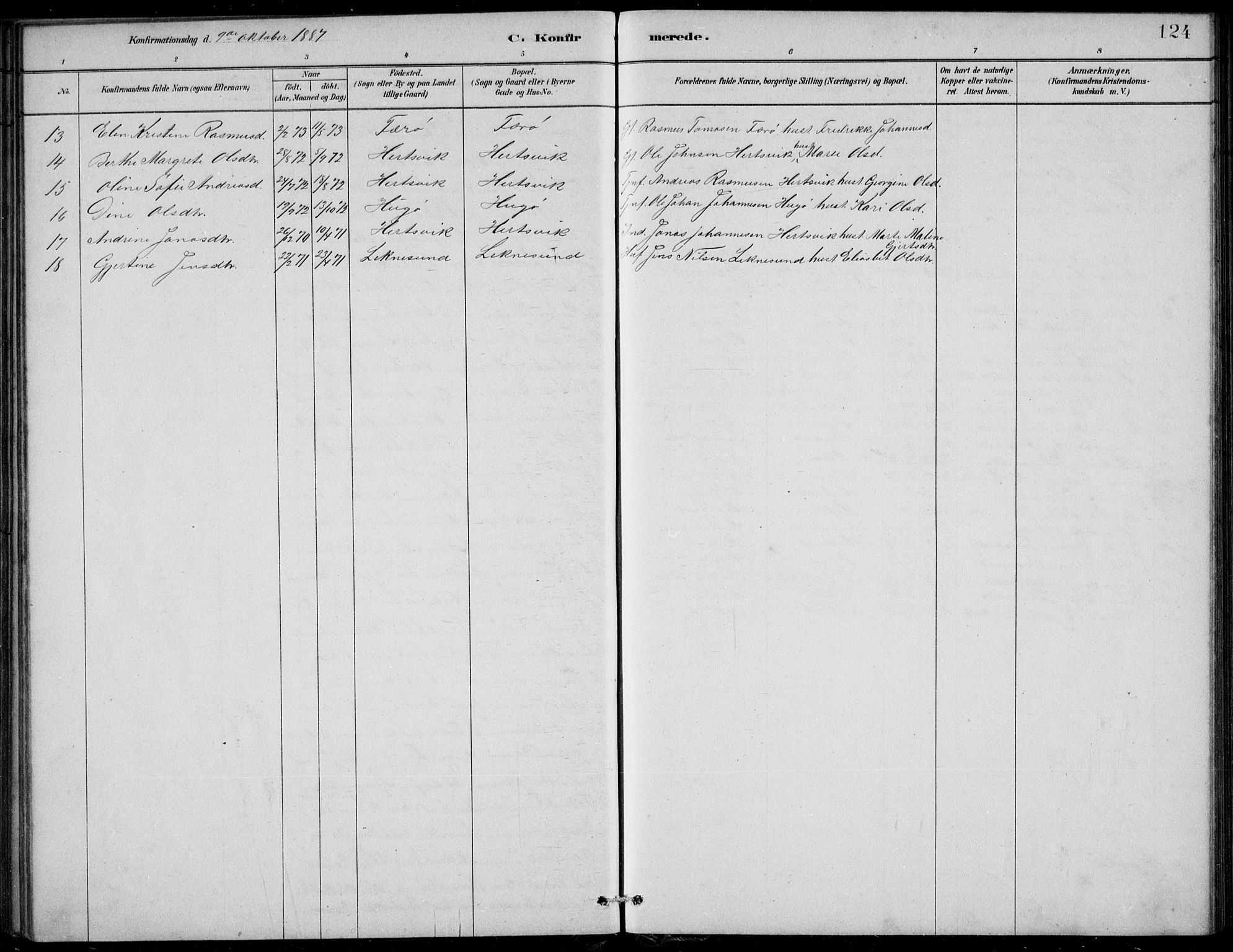 Askvoll sokneprestembete, SAB/A-79501/H/Hab/Habb/L0001: Parish register (copy) no. B 1, 1879-1909, p. 124