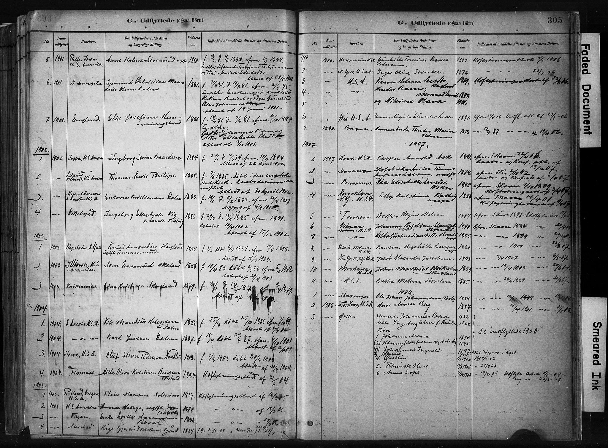 Haugesund sokneprestkontor, AV/SAST-A -101863/H/Ha/Haa/L0004: Parish register (official) no. A 4, 1886-1908, p. 305