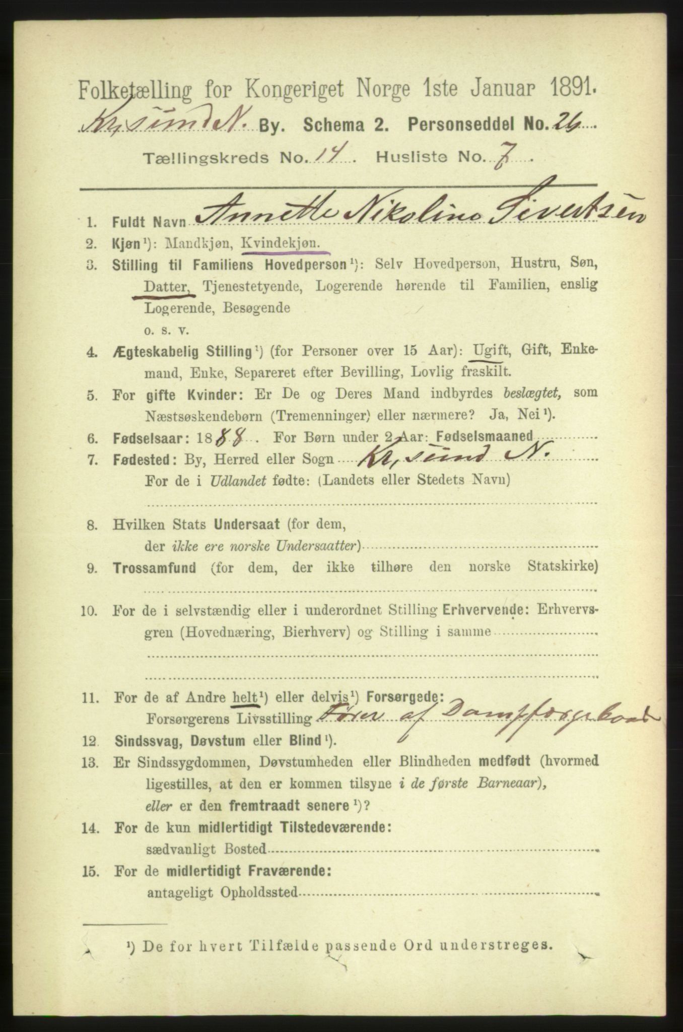 RA, 1891 census for 1503 Kristiansund, 1891, p. 10301