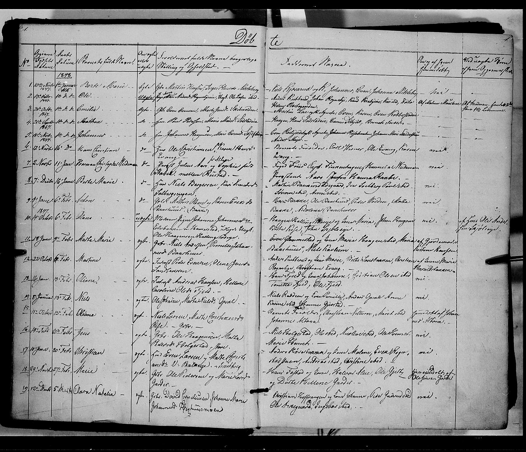 Østre Toten prestekontor, SAH/PREST-104/H/Ha/Haa/L0003: Parish register (official) no. 3, 1848-1856, p. 1