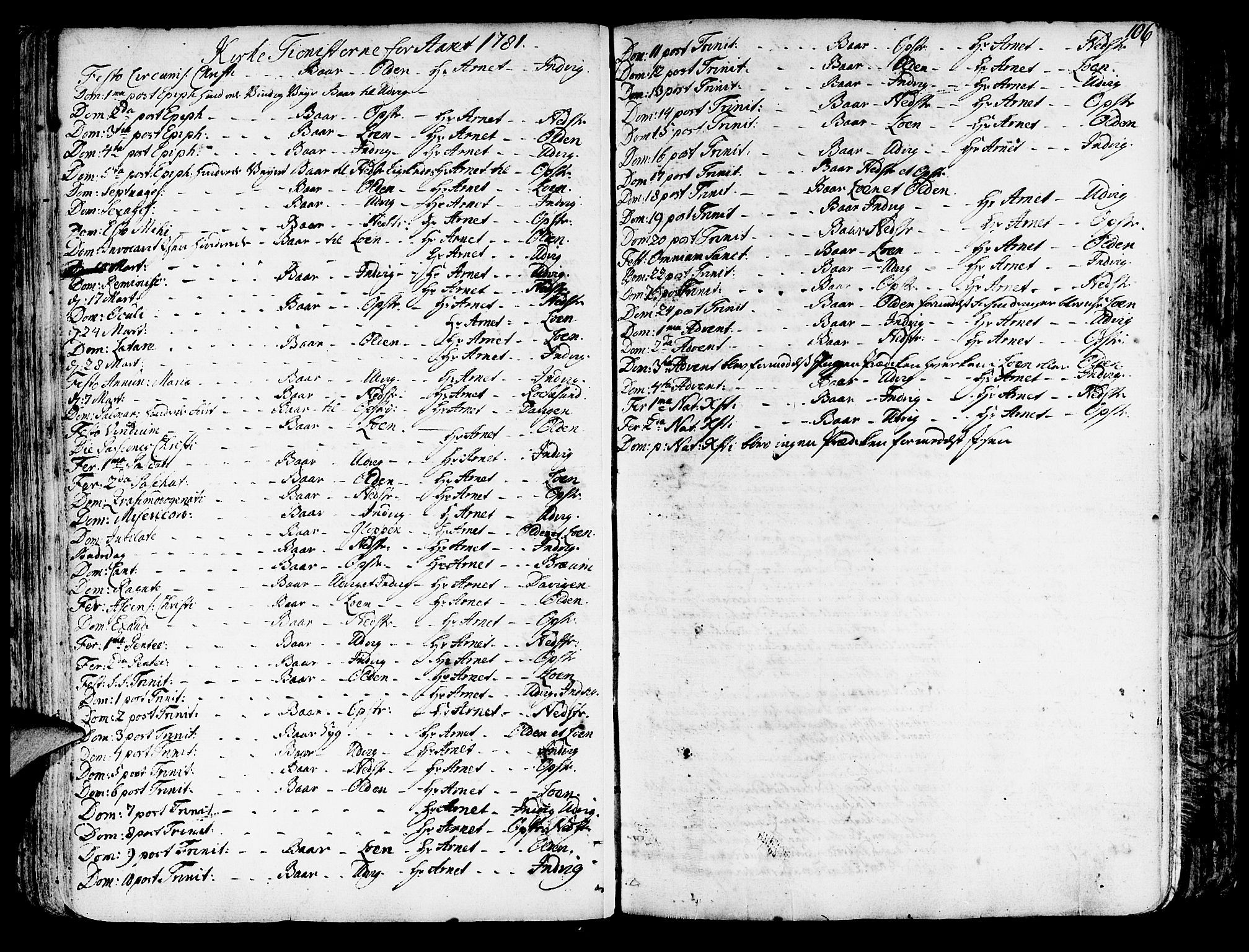 Innvik sokneprestembete, SAB/A-80501: Parish register (official) no. A 1, 1750-1816, p. 106
