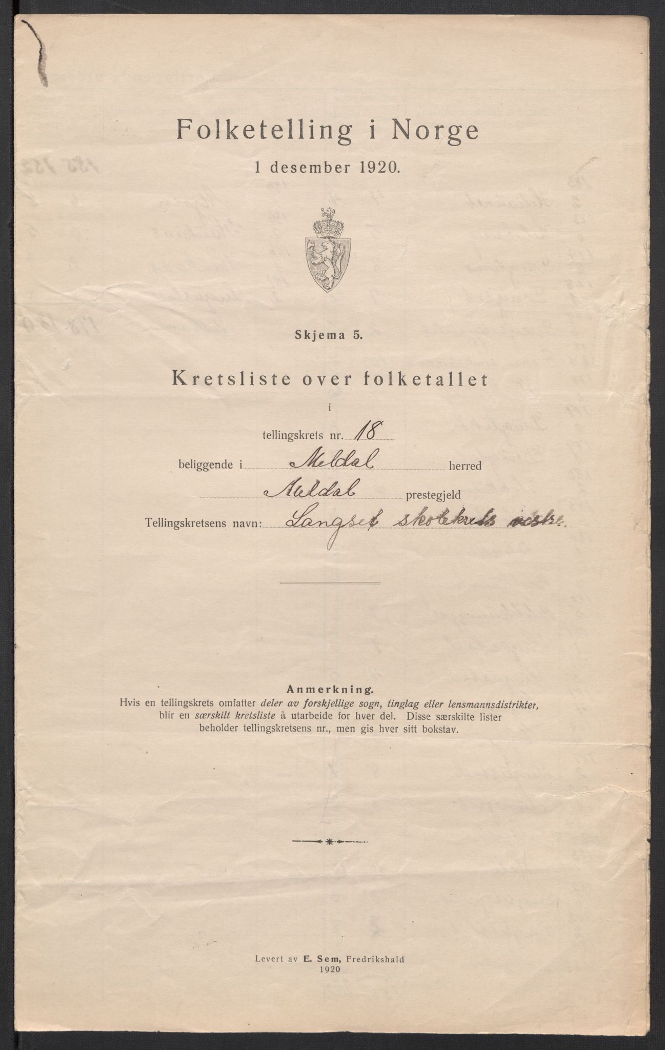 SAT, 1920 census for Meldal, 1920, p. 61