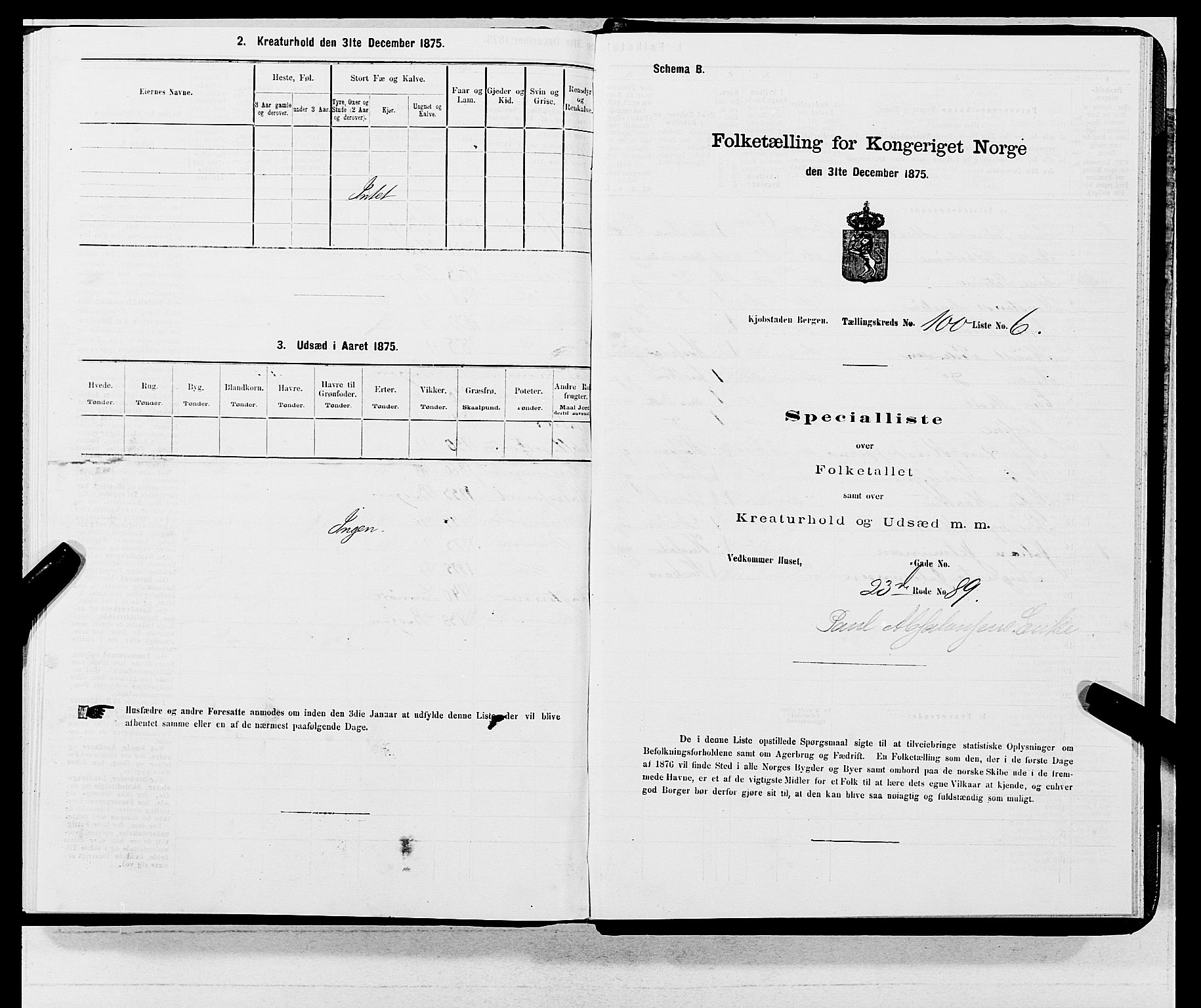 SAB, 1875 census for 1301 Bergen, 1875, p. 5405