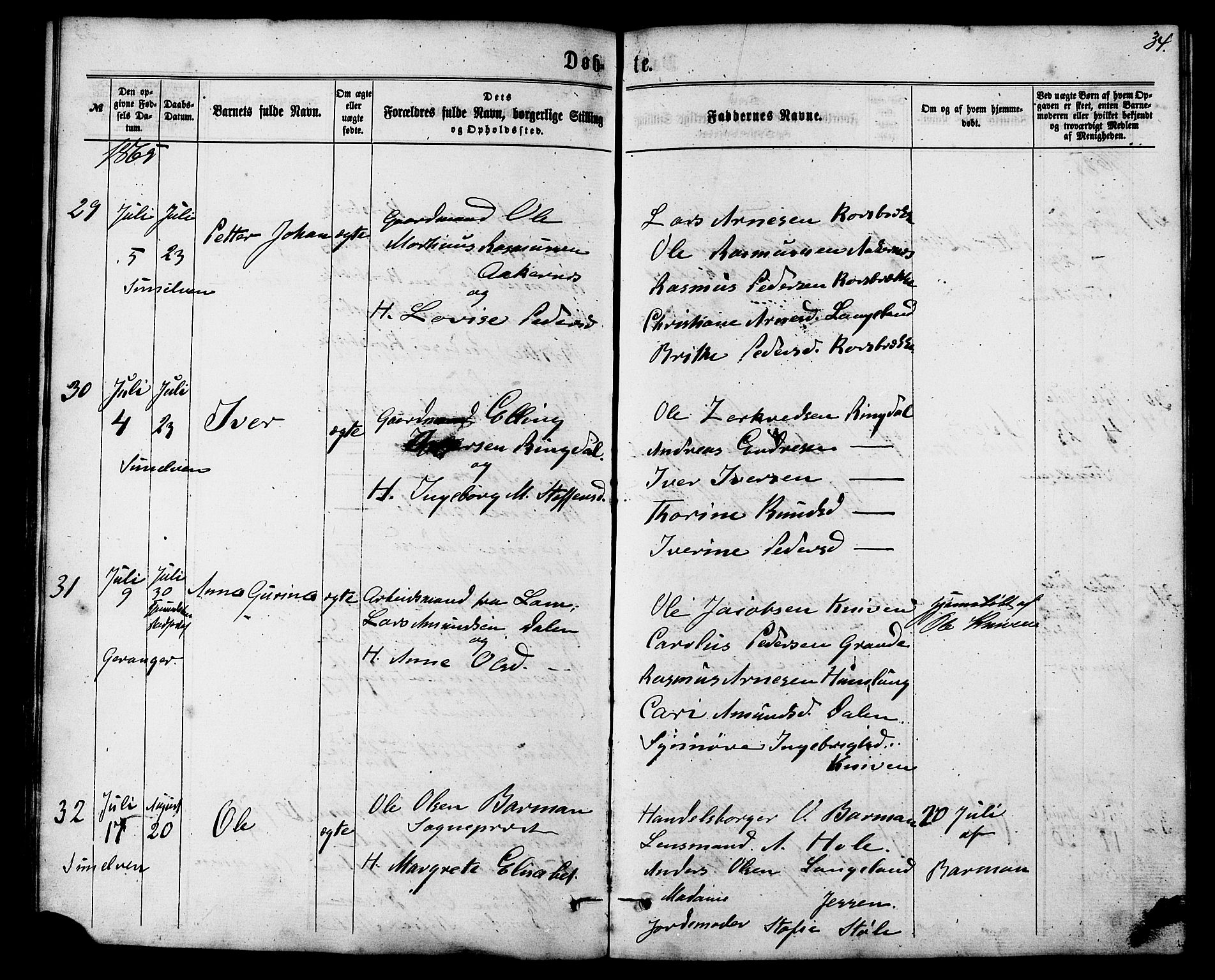 Ministerialprotokoller, klokkerbøker og fødselsregistre - Møre og Romsdal, AV/SAT-A-1454/517/L0226: Parish register (official) no. 517A06, 1862-1881, p. 34