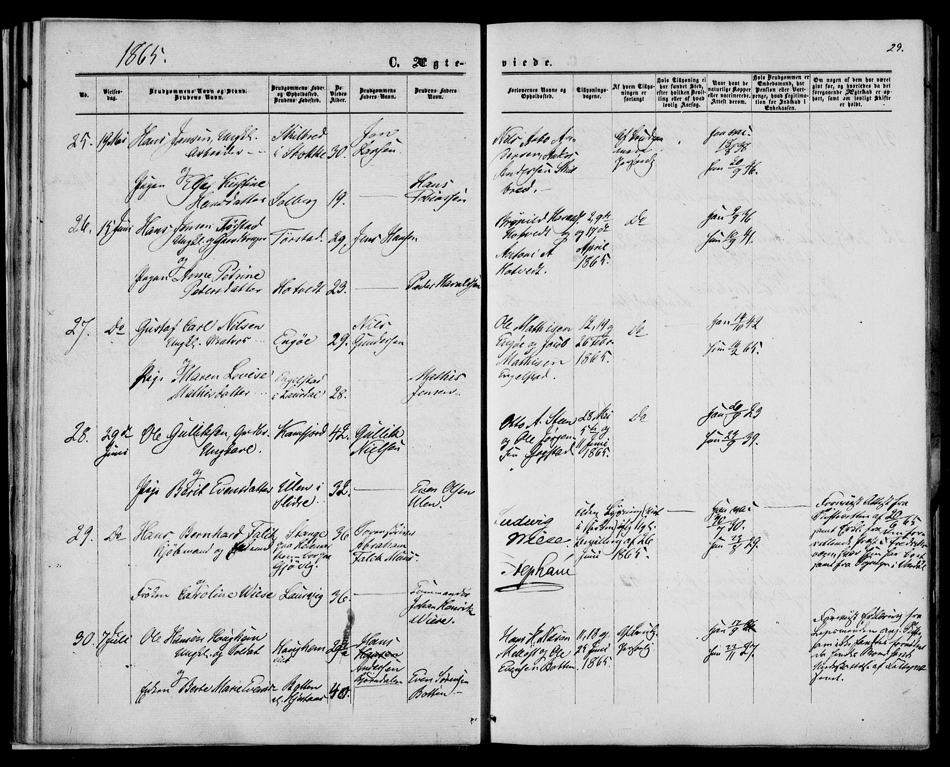 Sandar kirkebøker, AV/SAKO-A-243/F/Fa/L0009: Parish register (official) no. 9, 1862-1871, p. 29