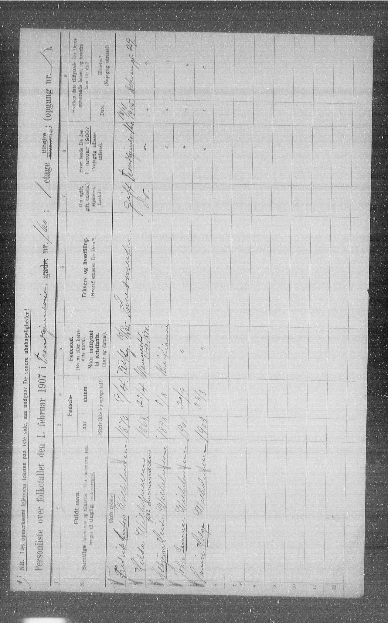 OBA, Municipal Census 1907 for Kristiania, 1907, p. 59685