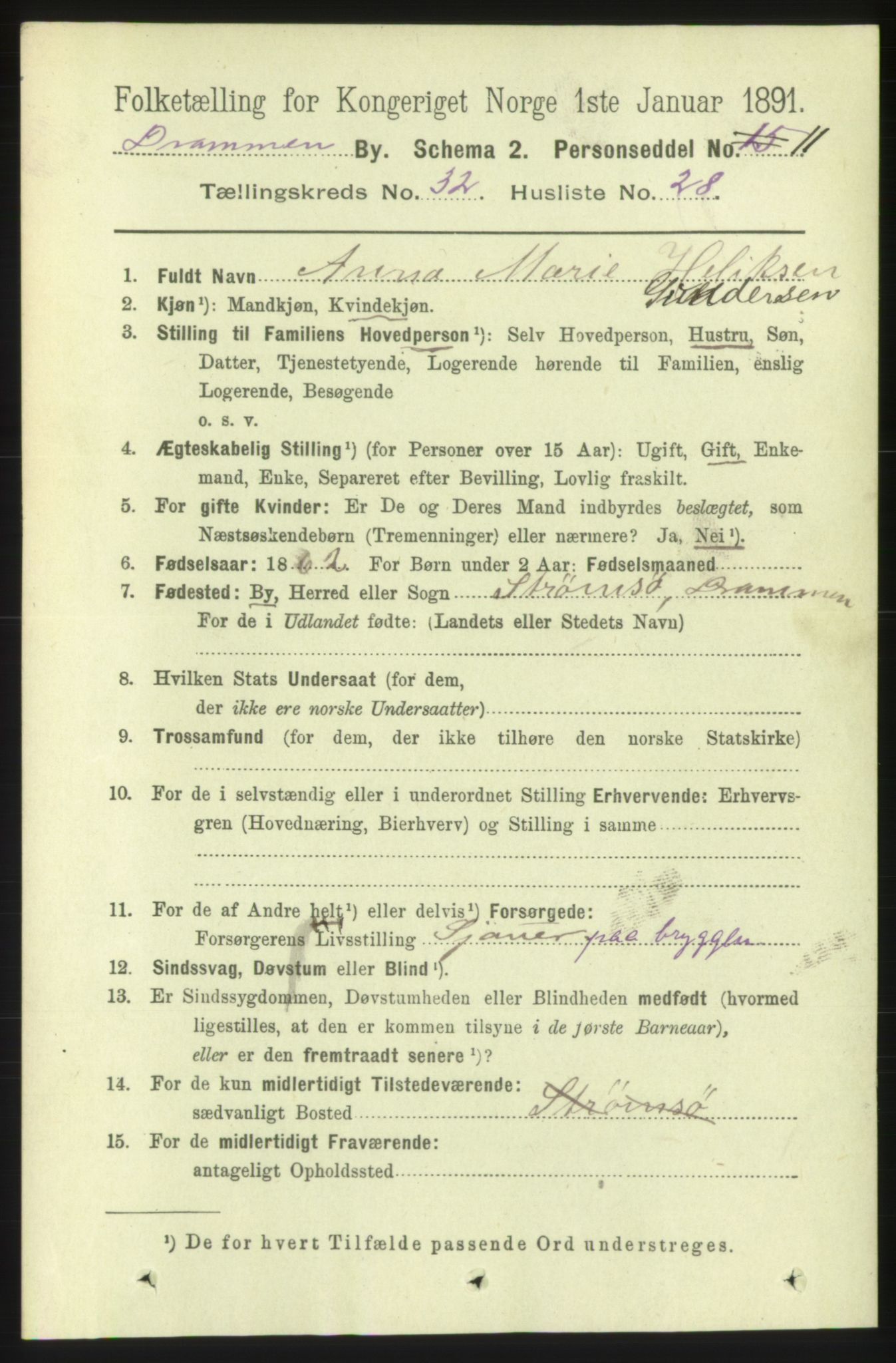 RA, 1891 census for 0602 Drammen, 1891, p. 19613