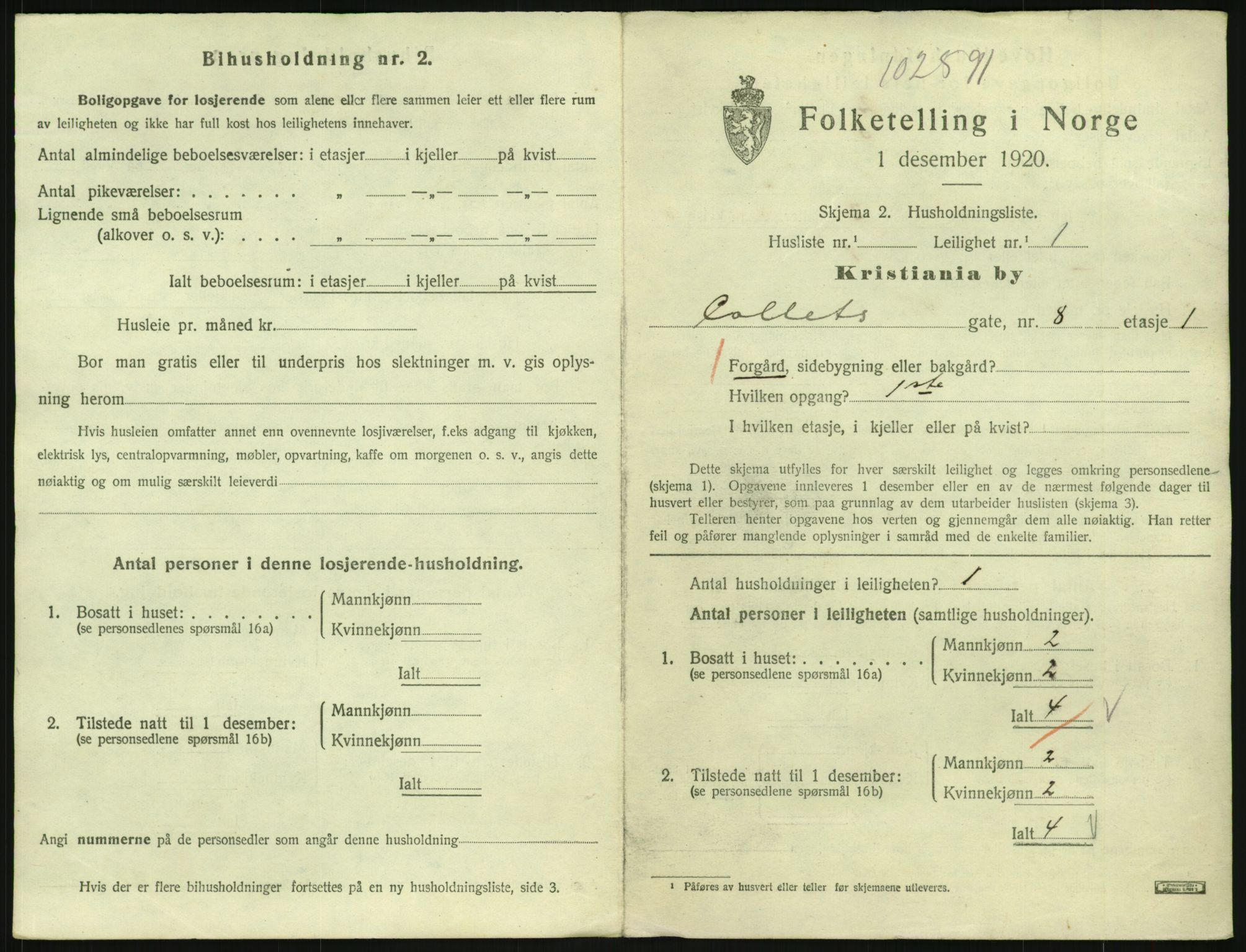 SAO, 1920 census for Kristiania, 1920, p. 13078