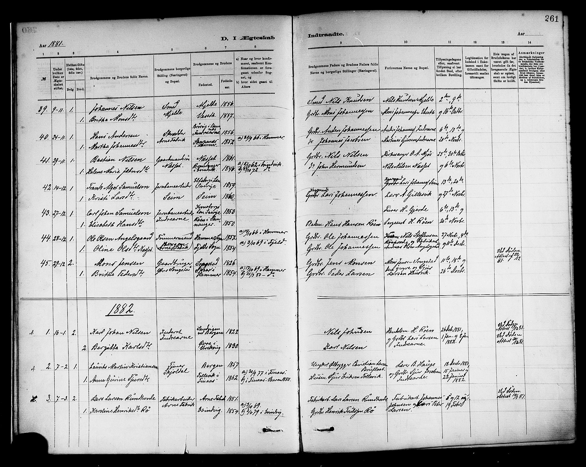 Haus sokneprestembete, AV/SAB-A-75601/H/Haa: Parish register (official) no. A 19II, 1878-1886, p. 261