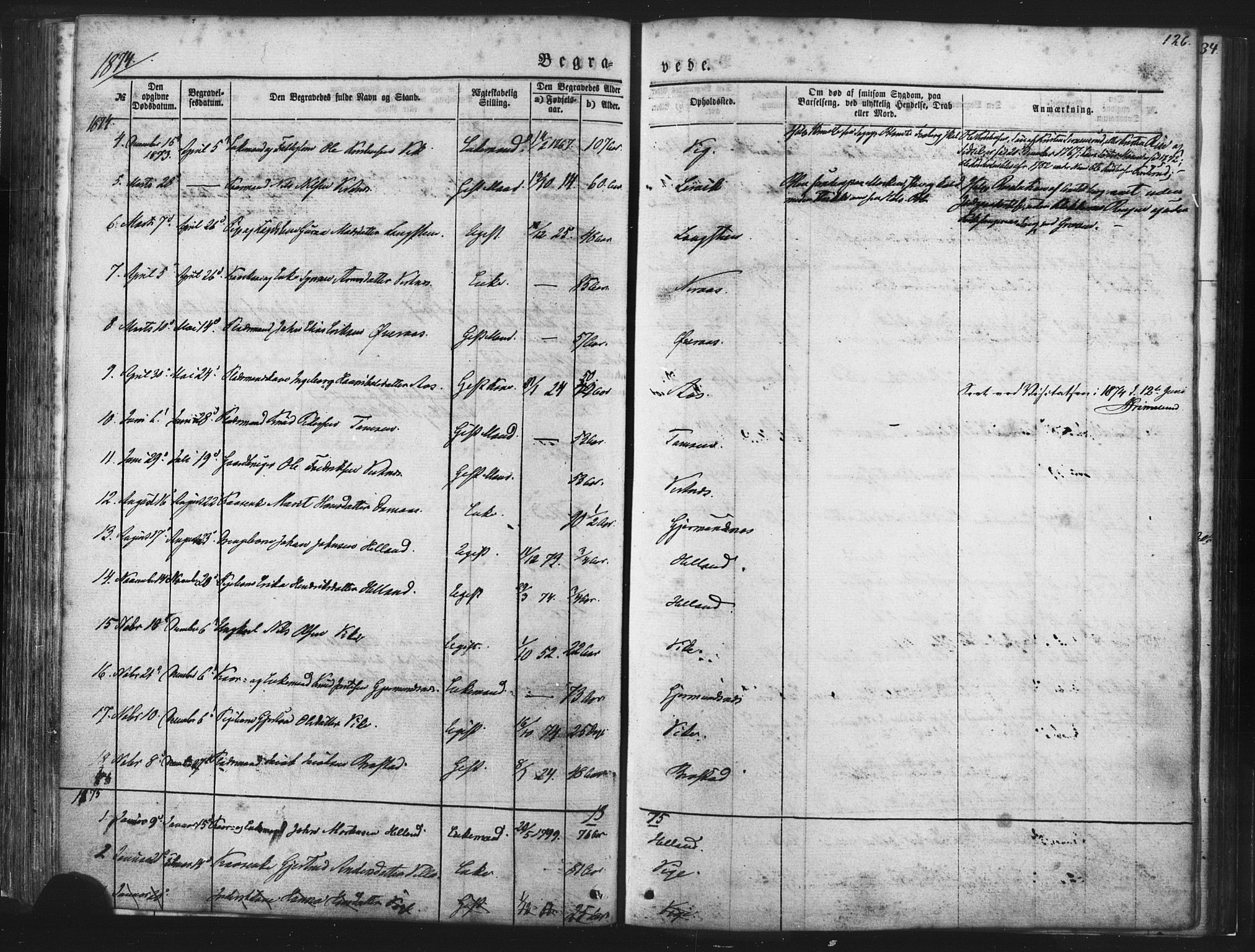 Ministerialprotokoller, klokkerbøker og fødselsregistre - Møre og Romsdal, AV/SAT-A-1454/539/L0530: Parish register (official) no. 539A03, 1872-1886, p. 126