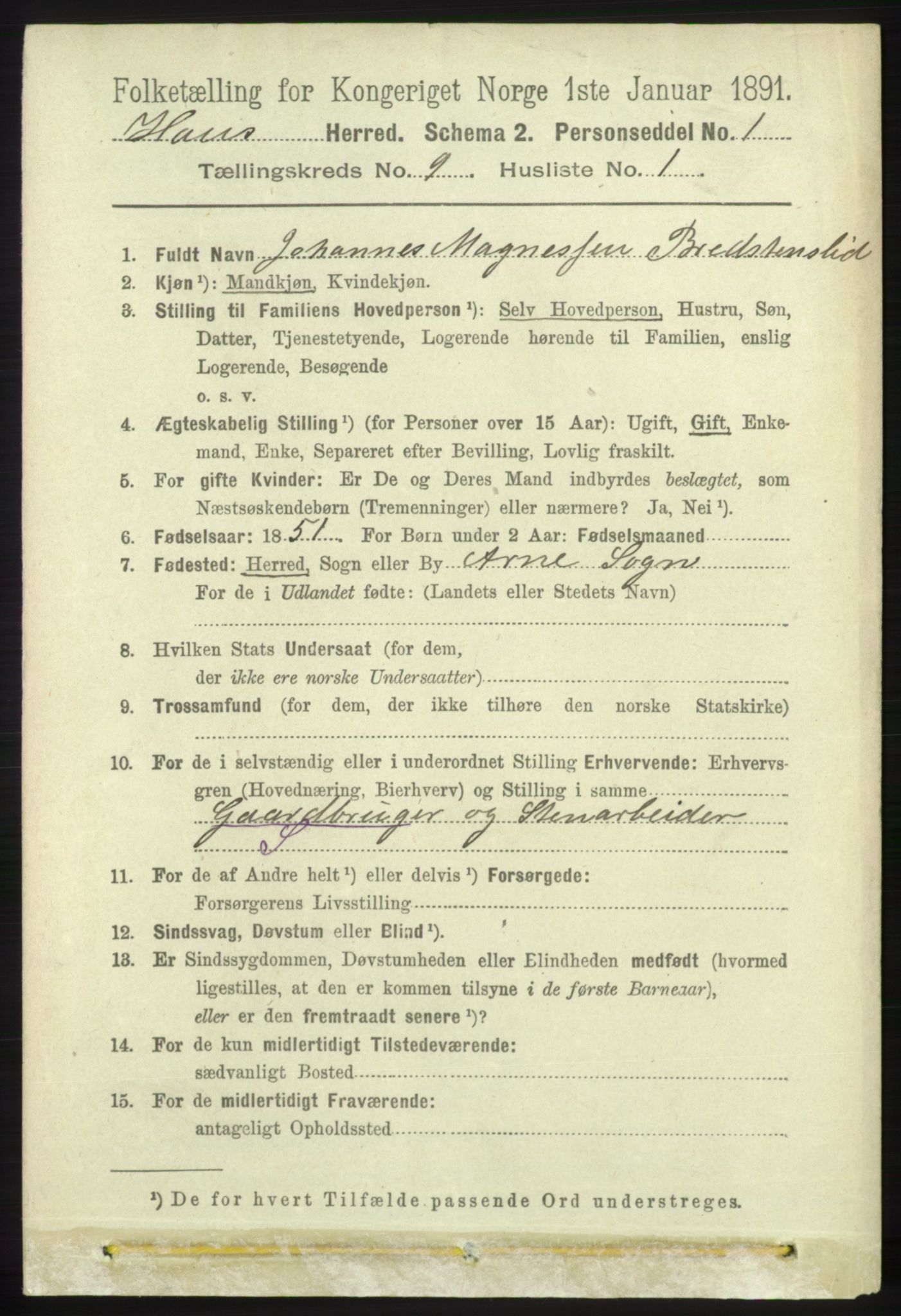 RA, 1891 census for 1250 Haus, 1891, p. 3544