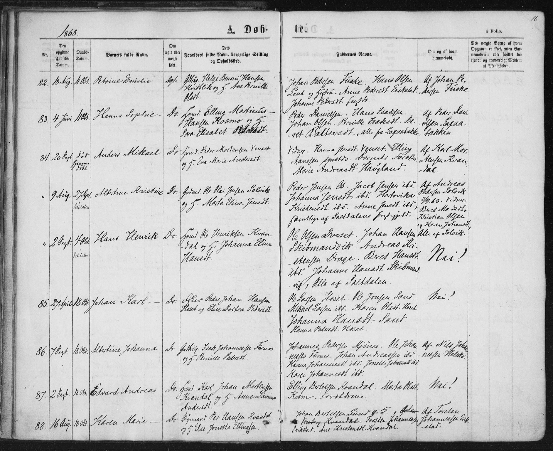 Ministerialprotokoller, klokkerbøker og fødselsregistre - Nordland, SAT/A-1459/852/L0739: Parish register (official) no. 852A09, 1866-1877, p. 16