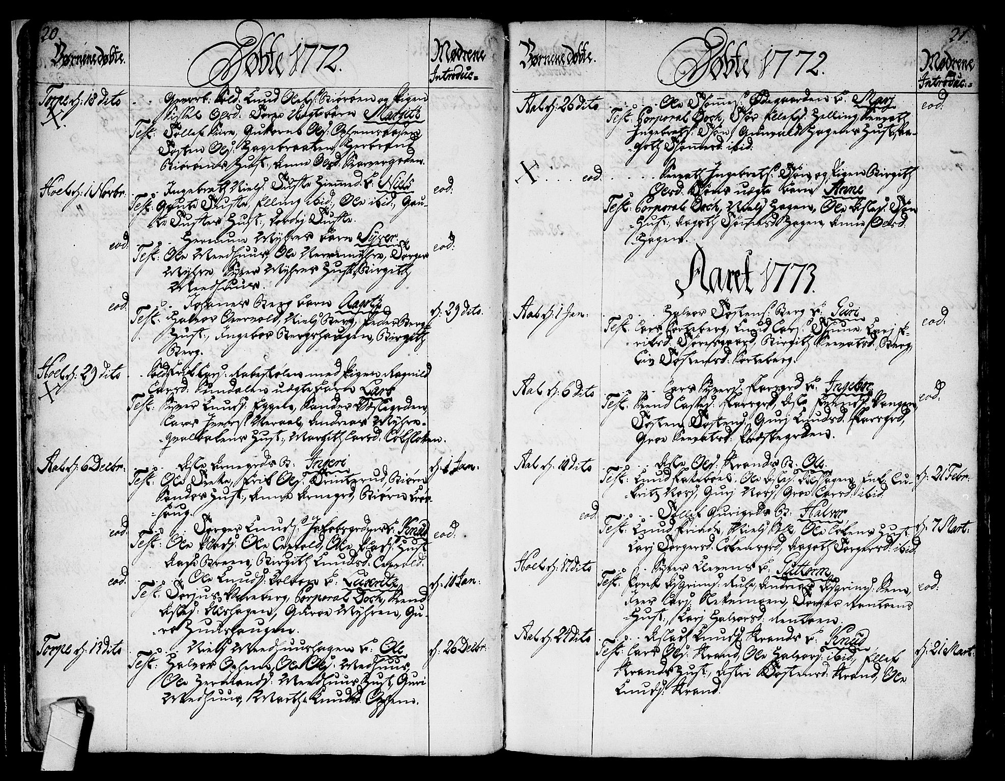 Ål kirkebøker, SAKO/A-249/F/Fa/L0002: Parish register (official) no. I 2, 1771-1806, p. 20-21