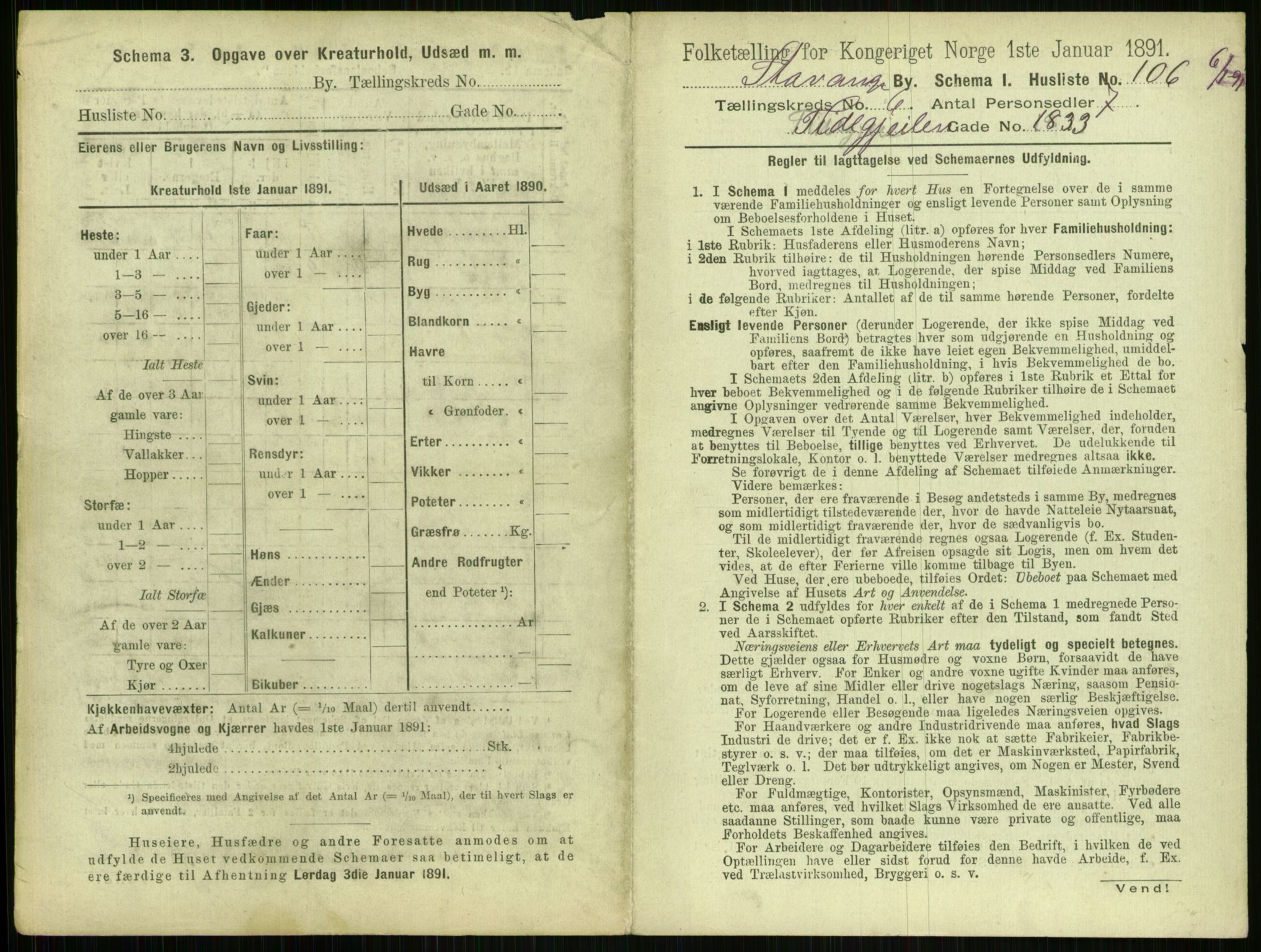 RA, 1891 census for 1103 Stavanger, 1891, p. 1291