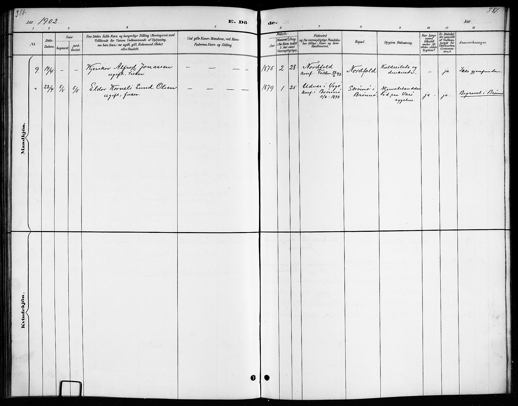 Ministerialprotokoller, klokkerbøker og fødselsregistre - Nordland, SAT/A-1459/807/L0123: Parish register (copy) no. 807C01, 1884-1910, p. 380-381