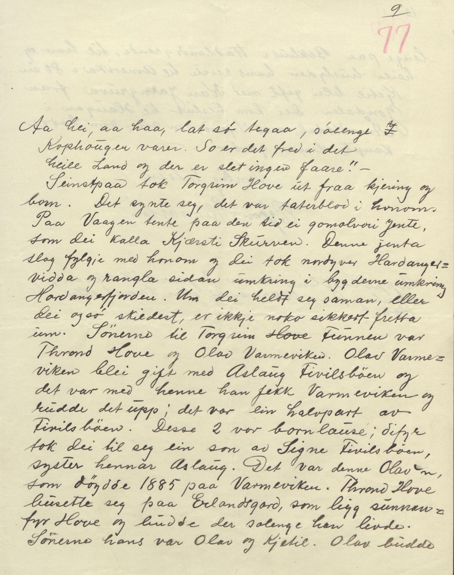 Rikard Berge, TEMU/TGM-A-1003/F/L0004/0053: 101-159 / 157 Manuskript, notatar, brev o.a. Nokre leiker, manuskript, 1906-1908, p. 77
